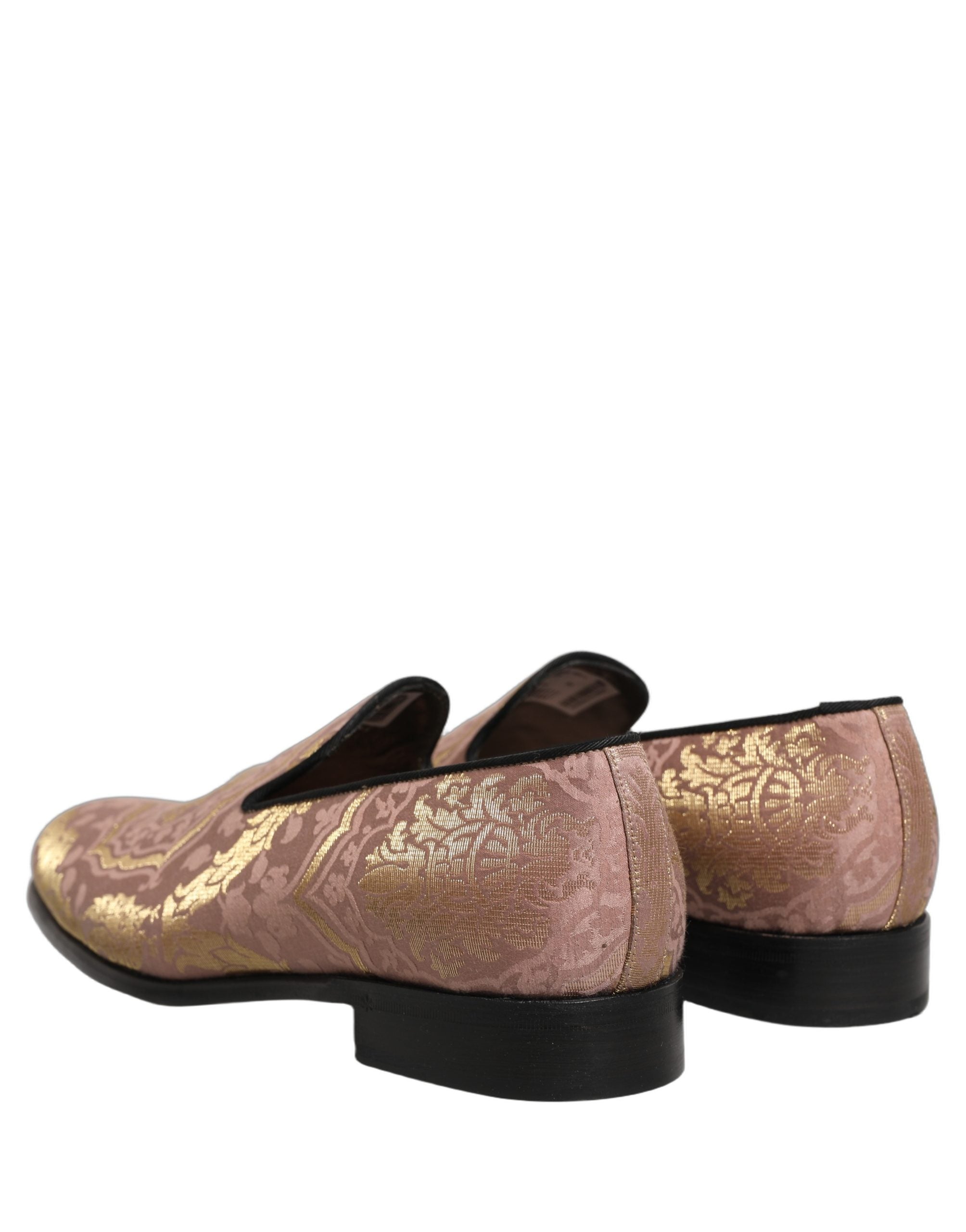 Dolce & Gabbana Pink Brocade Men Slip On Dress Loafers Shoes