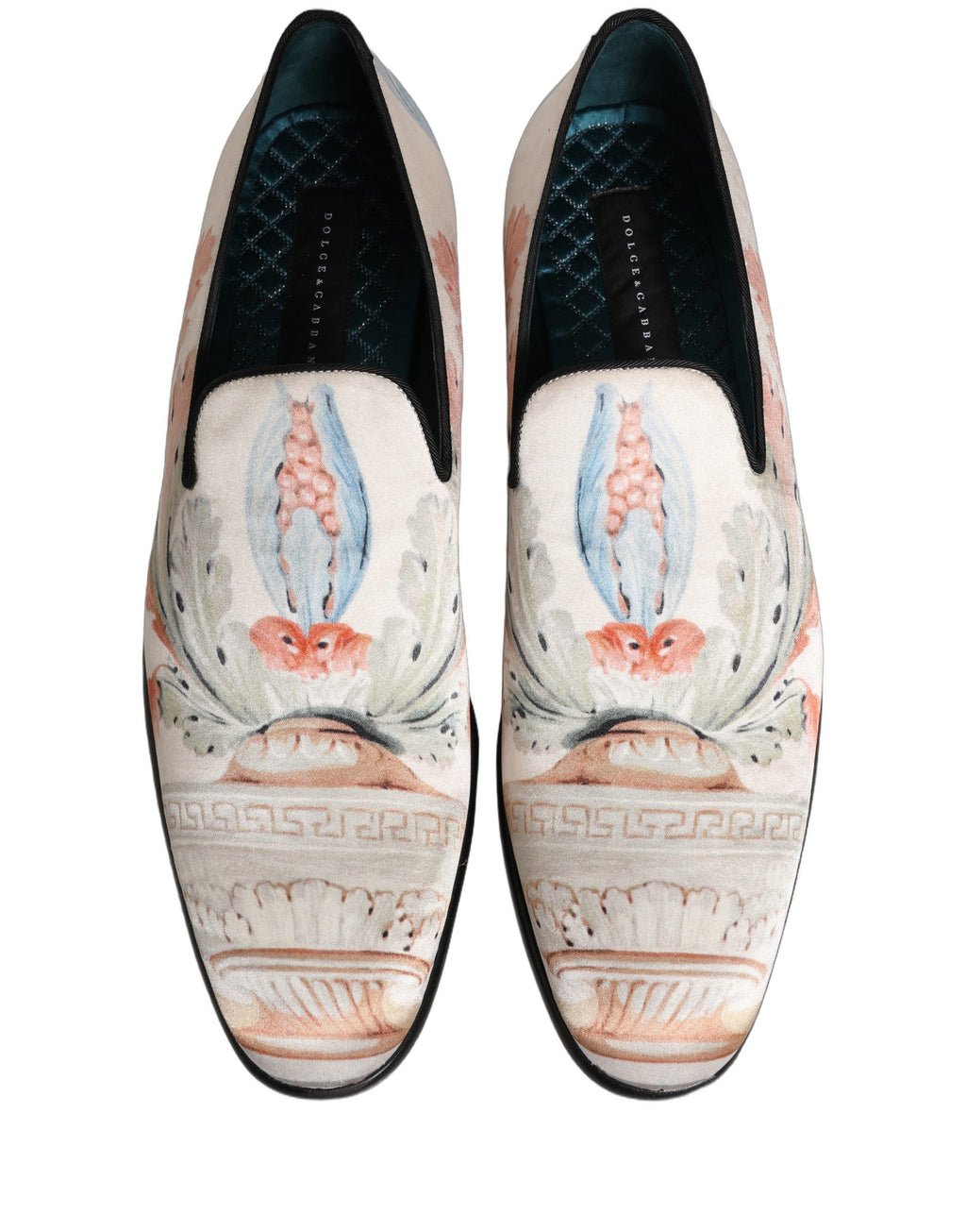 Dolce & Gabbana Weiße Loafer mit Blumen-Vasen-Print