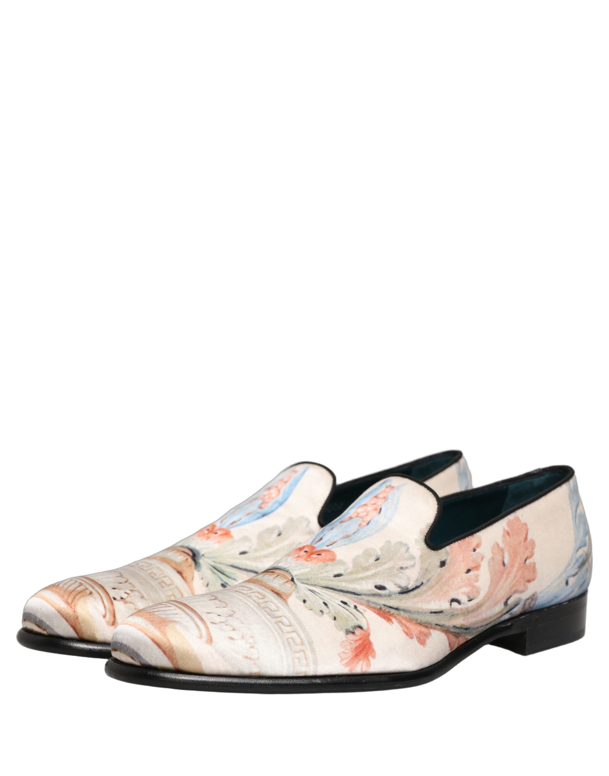 Dolce & Gabbana Weiße Loafer mit Blumen-Vasen-Print