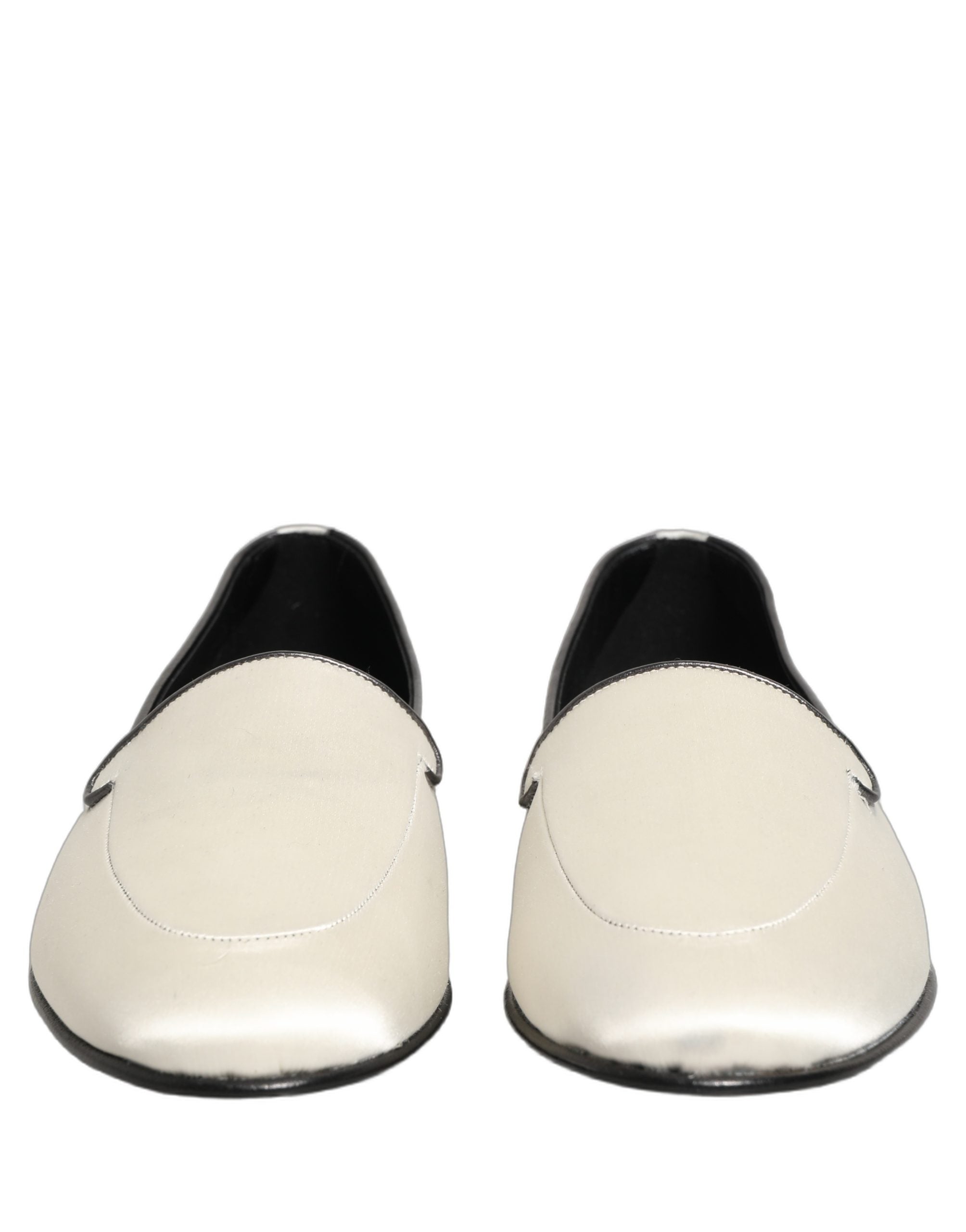 Dolce & Gabbana Weiße Satin-Loafer mit Logo