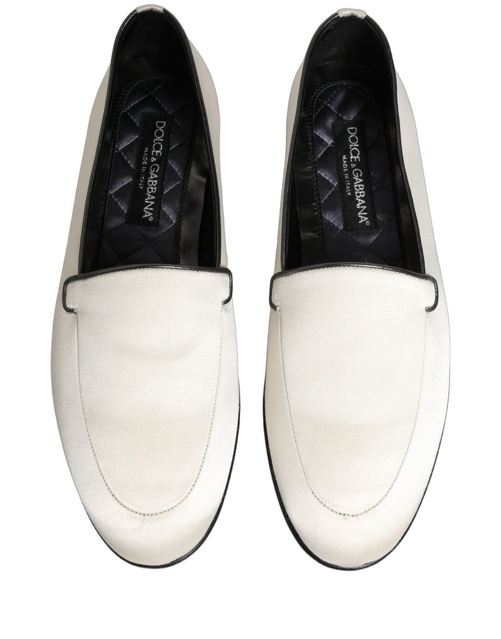 Dolce & Gabbana Weiße Satin-Loafer mit Logo