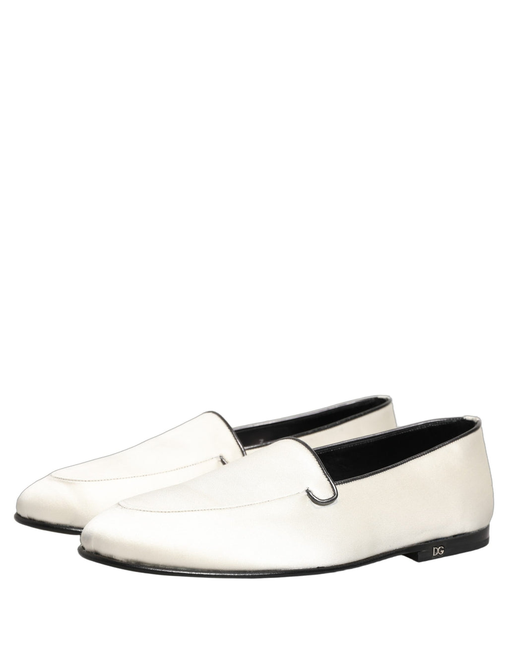 Dolce & Gabbana Weiße Satin-Loafer mit Logo