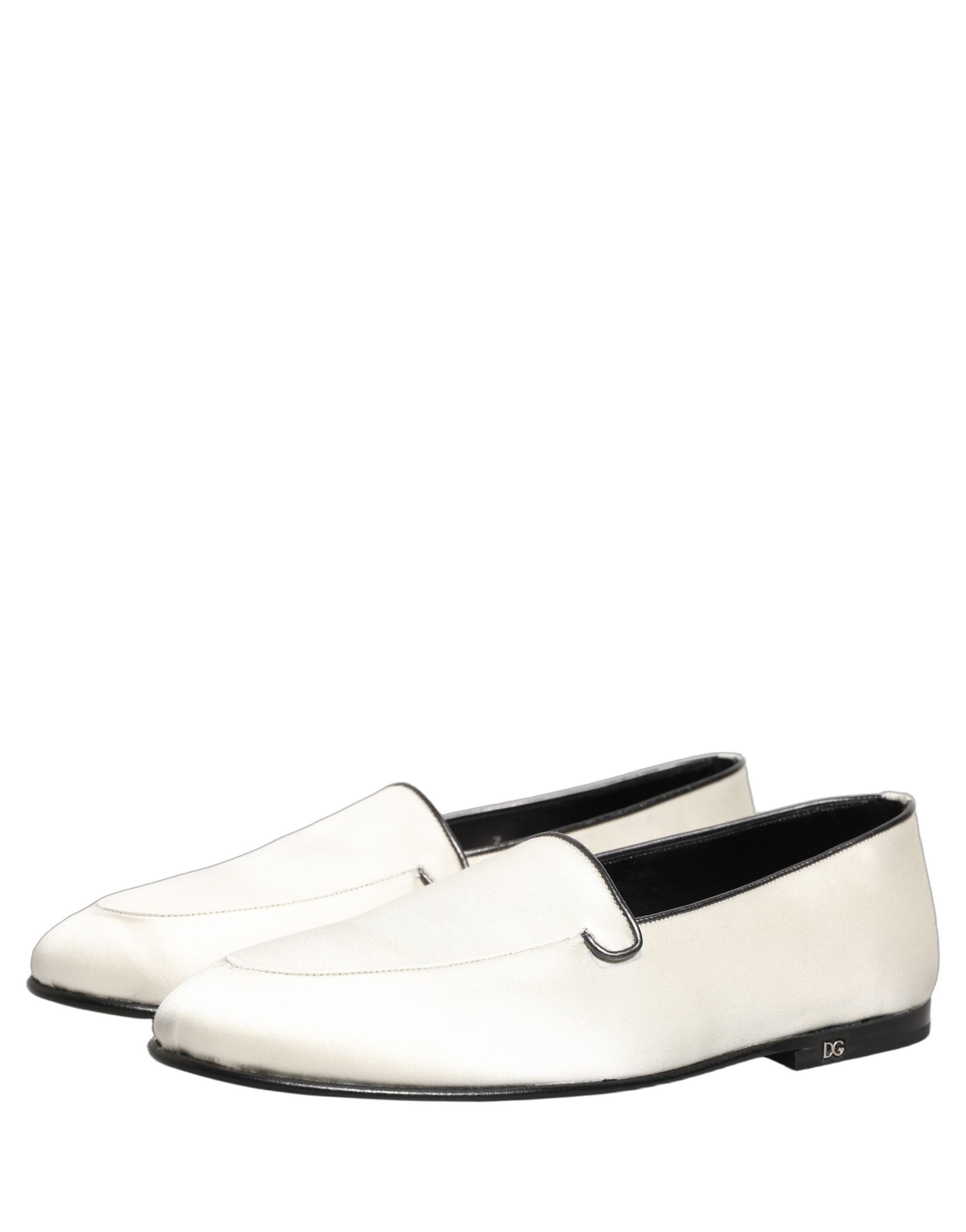 Dolce & Gabbana Weiße Satin-Loafer mit Logo