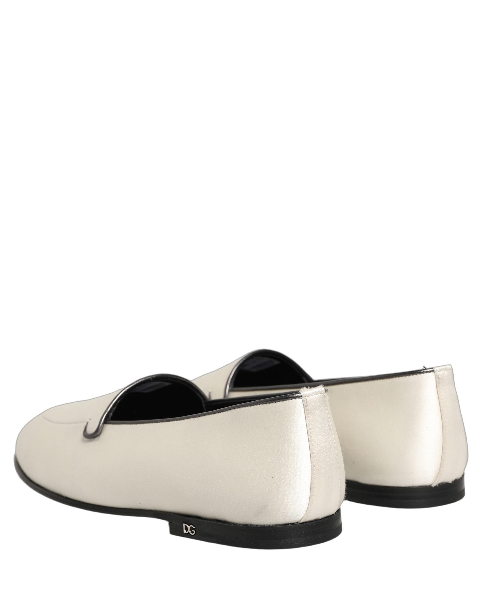 Dolce & Gabbana Weiße Satin-Loafer mit Logo