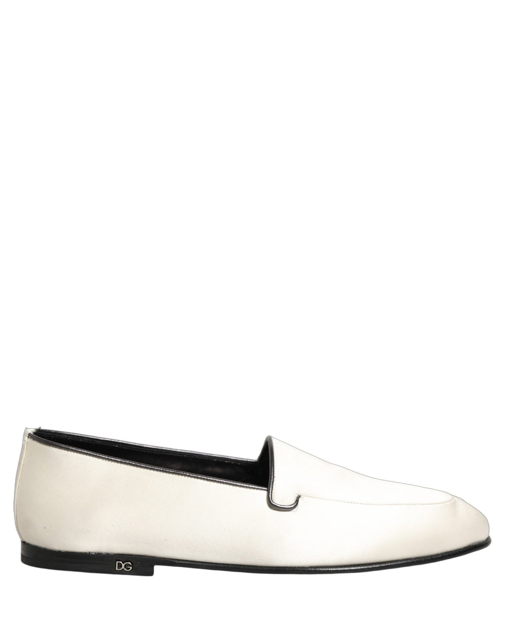 Dolce & Gabbana Weiße Satin-Loafer mit Logo