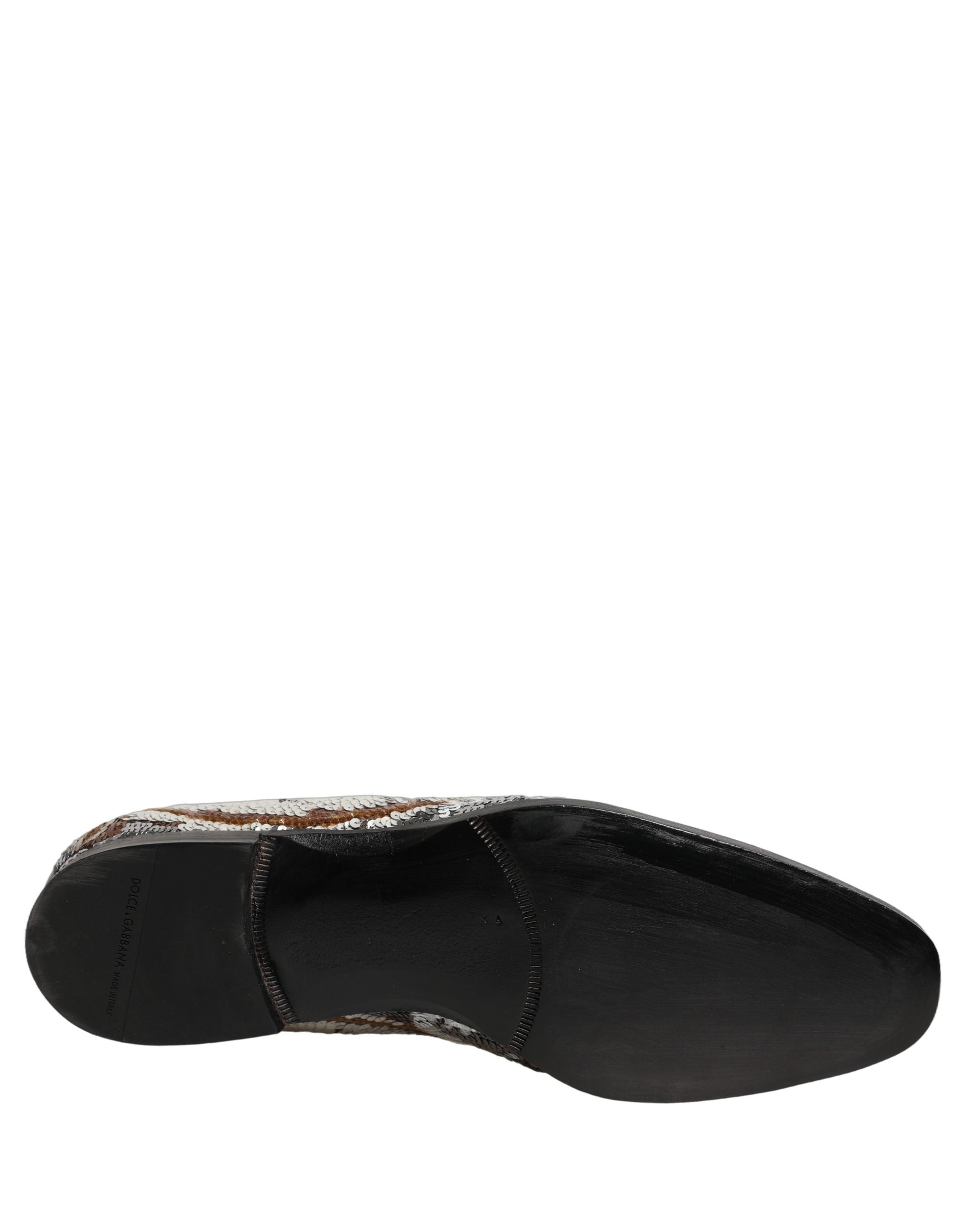 Dolce & Gabbana Weiße Loafer aus Goldpailletten zum Hineinschlüpfen