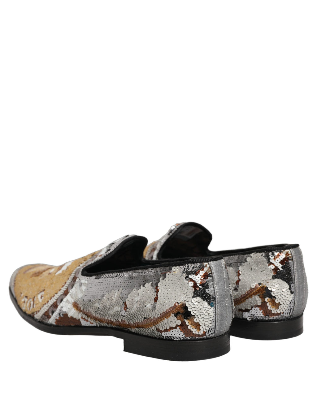 Dolce & Gabbana Weiße Loafer aus Goldpailletten zum Hineinschlüpfen