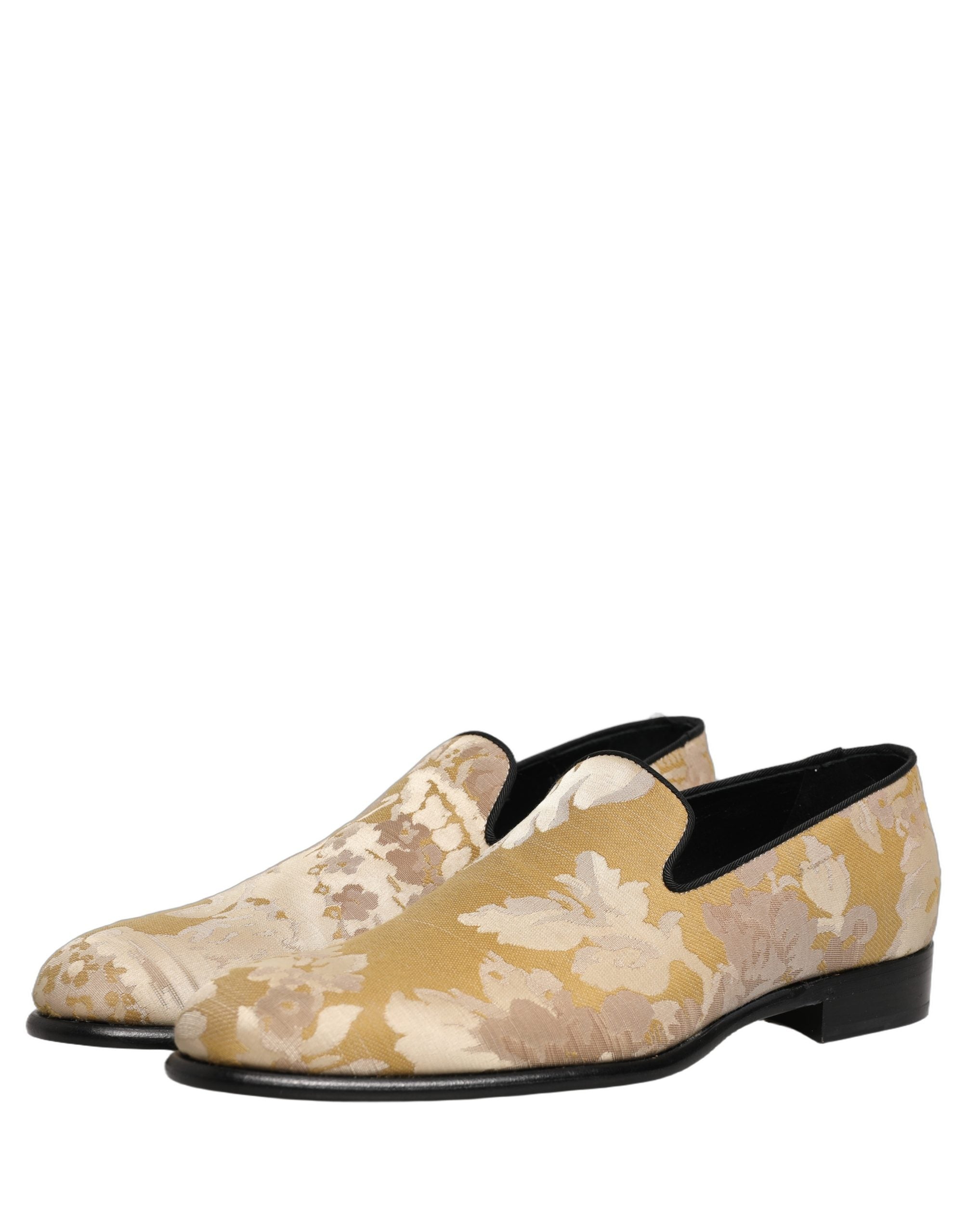 Dolce & Gabbana Loafer-Schuhe aus Jacquard mit Gold-Blumenprint für Herren