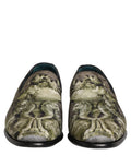 Dolce & Gabbana Braune Loafer mit Barock-Print zum Hineinschlüpfen