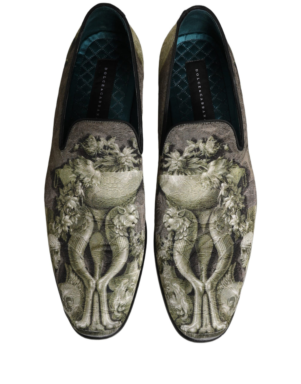 Dolce & Gabbana Braune Loafer mit Barock-Print zum Hineinschlüpfen