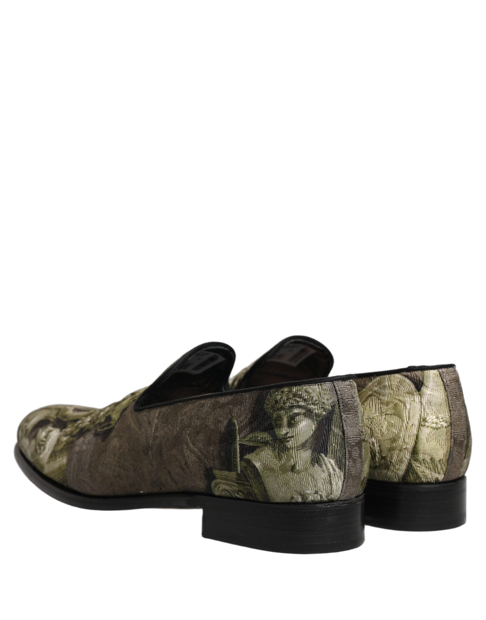 Dolce & Gabbana Braune Loafer mit Barock-Print zum Hineinschlüpfen