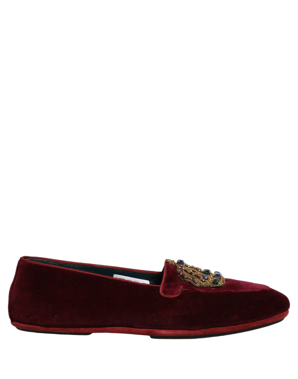 Dolce & Gabbana Burgunder Samt Loafer mit Krone
