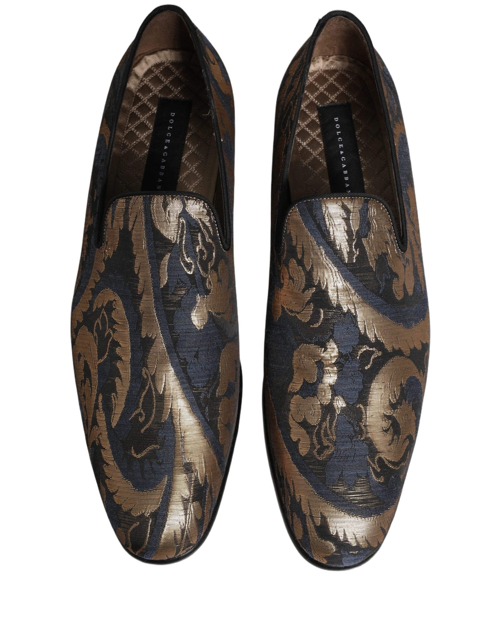 Dolce & Gabbana Blaue Brokat-Slipper für Herren