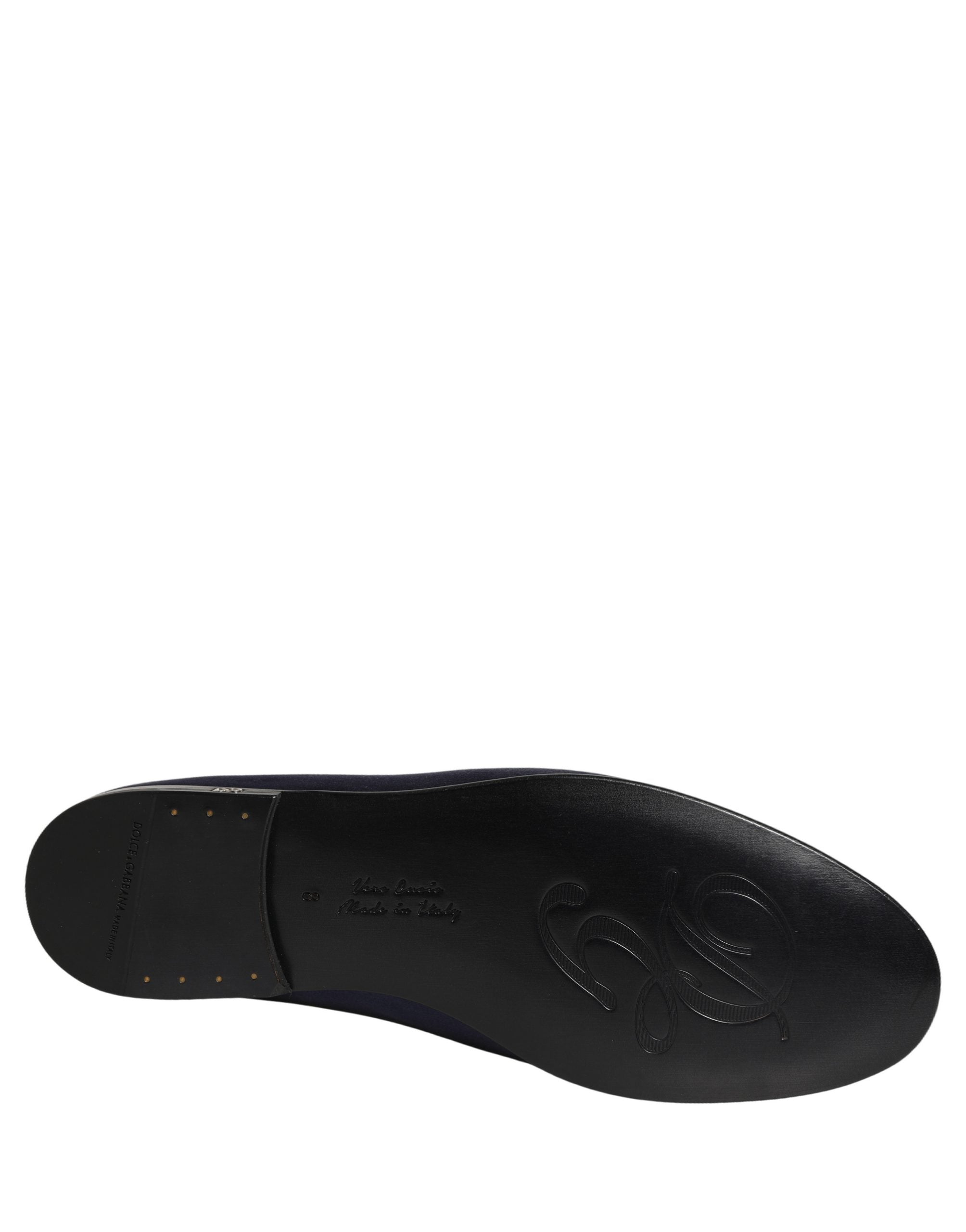 Dolce & Gabbana Blaue Satin Loafer mit Logo