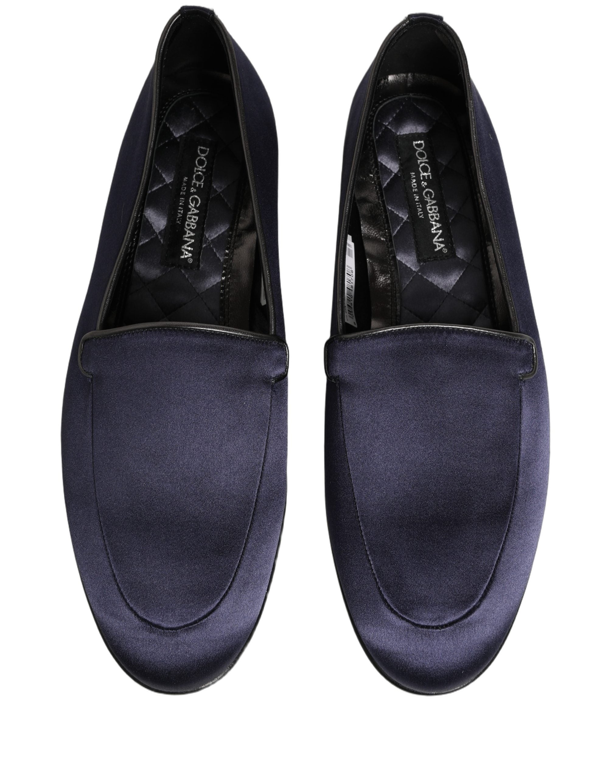 Dolce & Gabbana Blaue Satin Loafer mit Logo