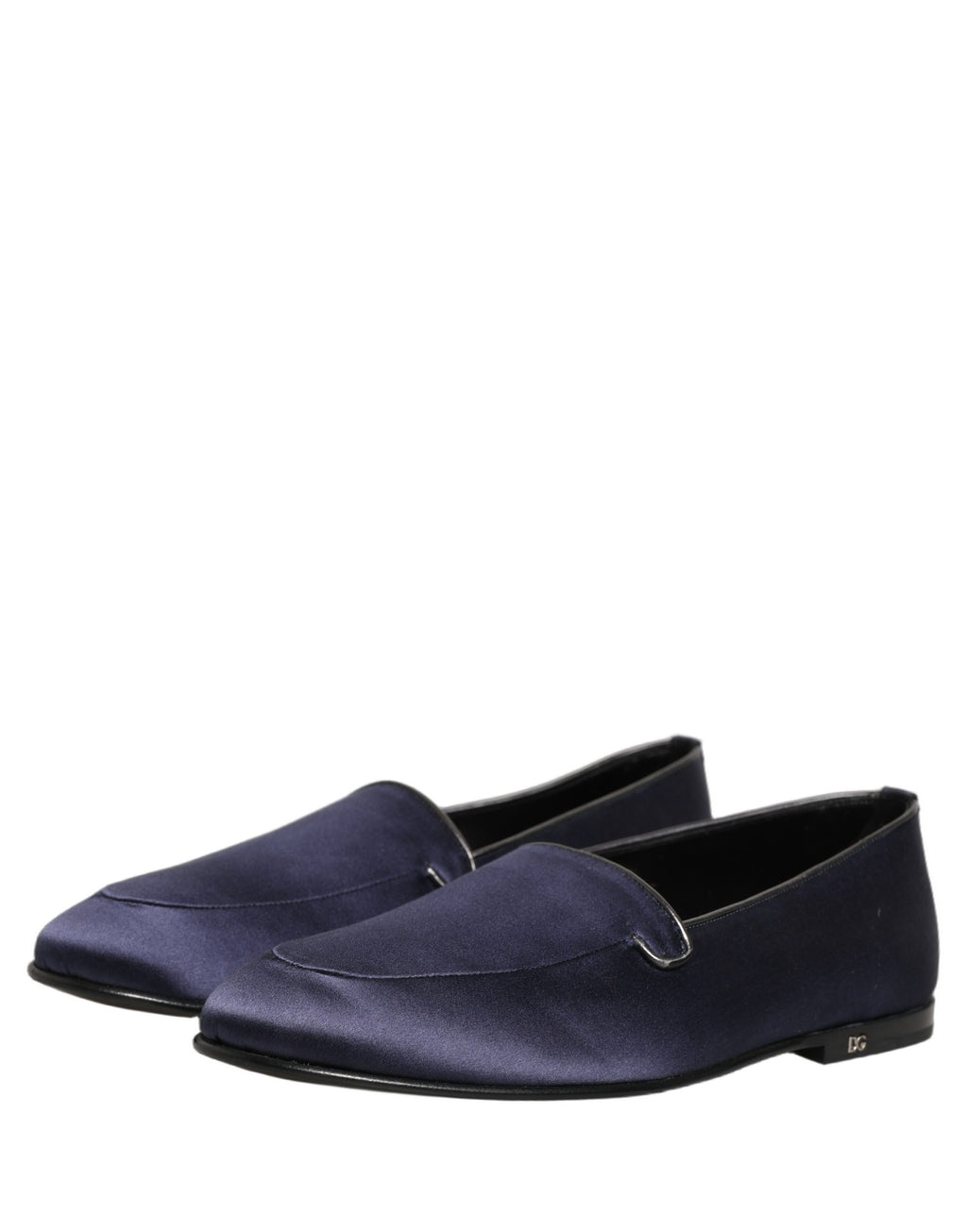 Dolce & Gabbana Blaue Satin Loafer mit Logo