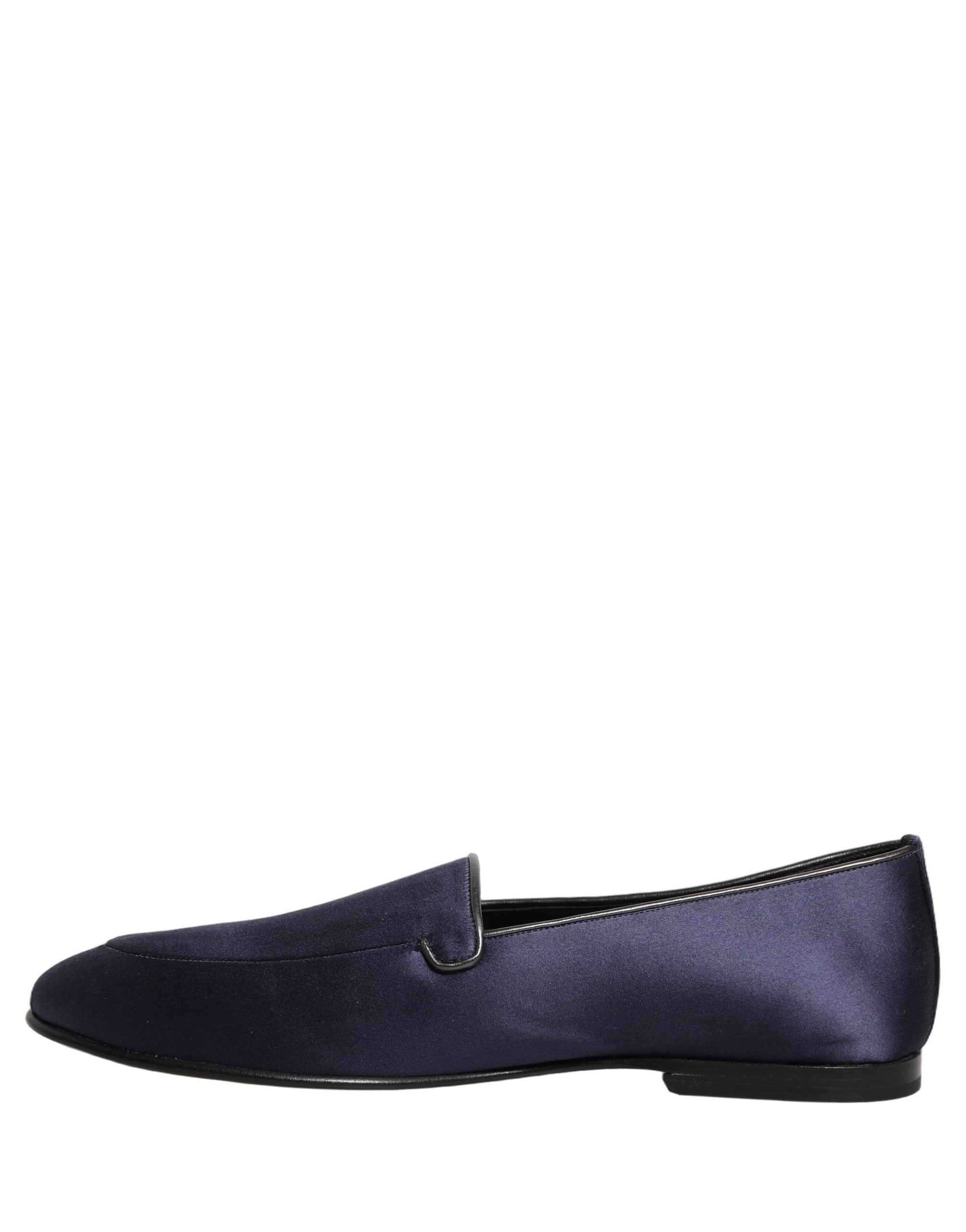 Dolce & Gabbana Blaue Satin Loafer mit Logo