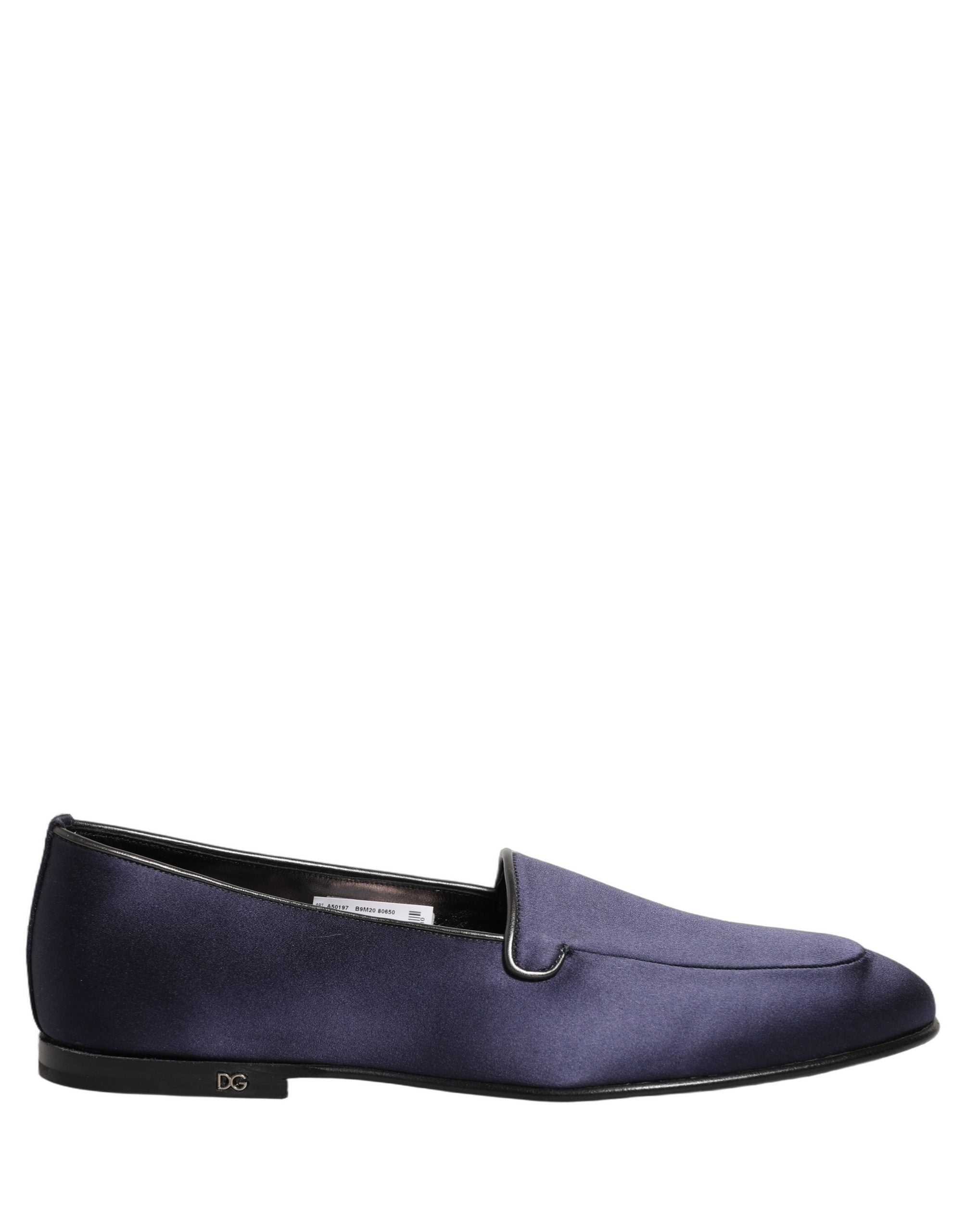 Dolce & Gabbana Blaue Satin Loafer mit Logo