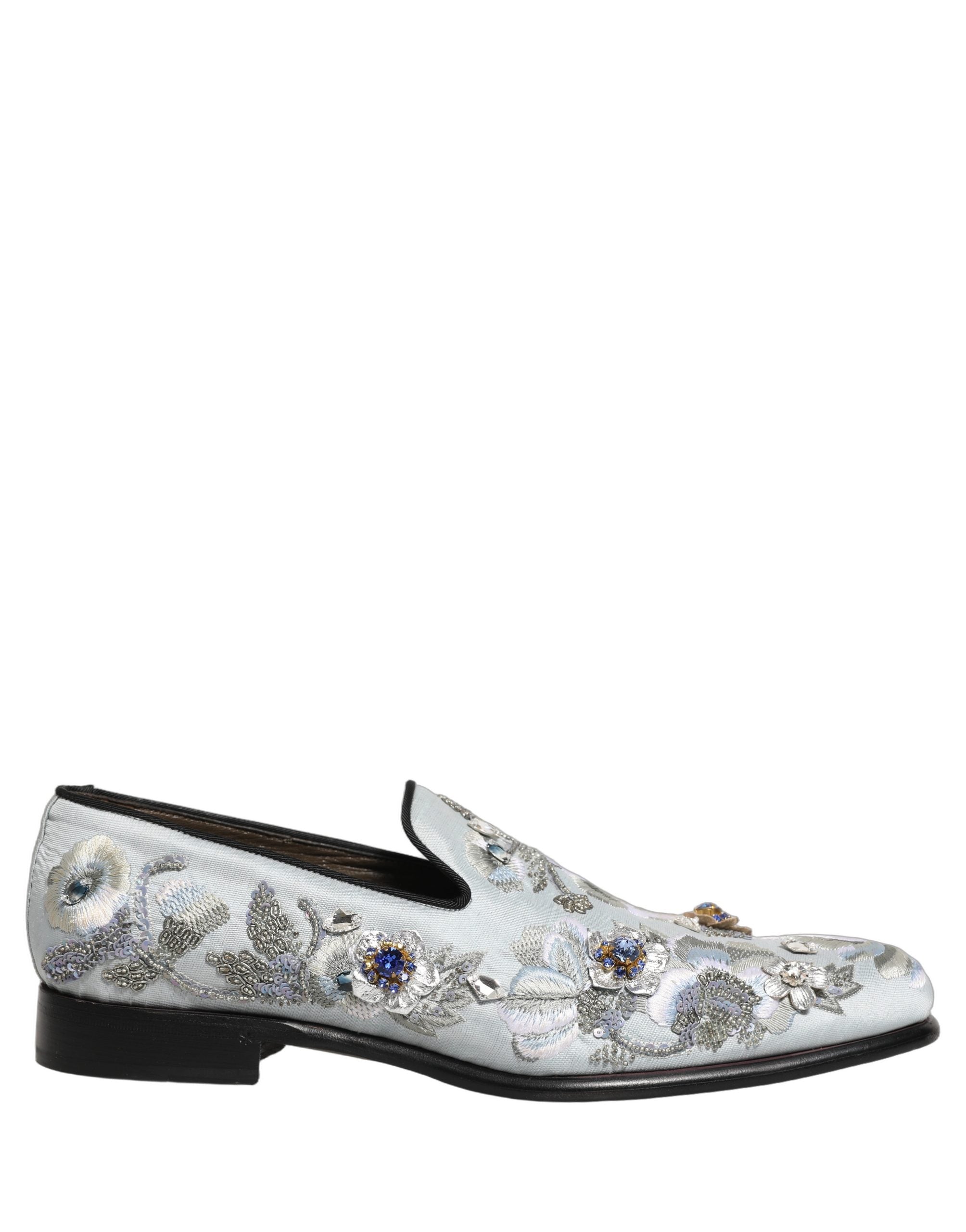 Dolce & Gabbana Weiße Loafer mit Blumenstickerei für Herren