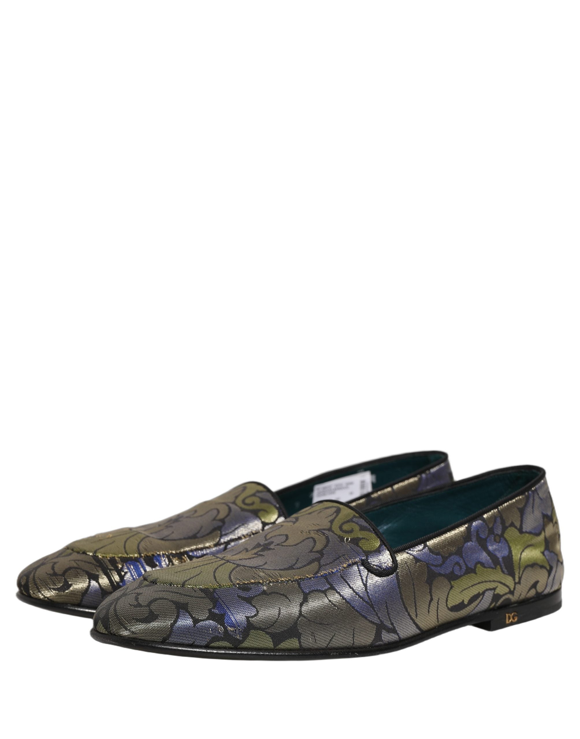 Dolce & Gabbana Mehrfarbige Herren-Loafer aus Jacquard mit Blumenmuster