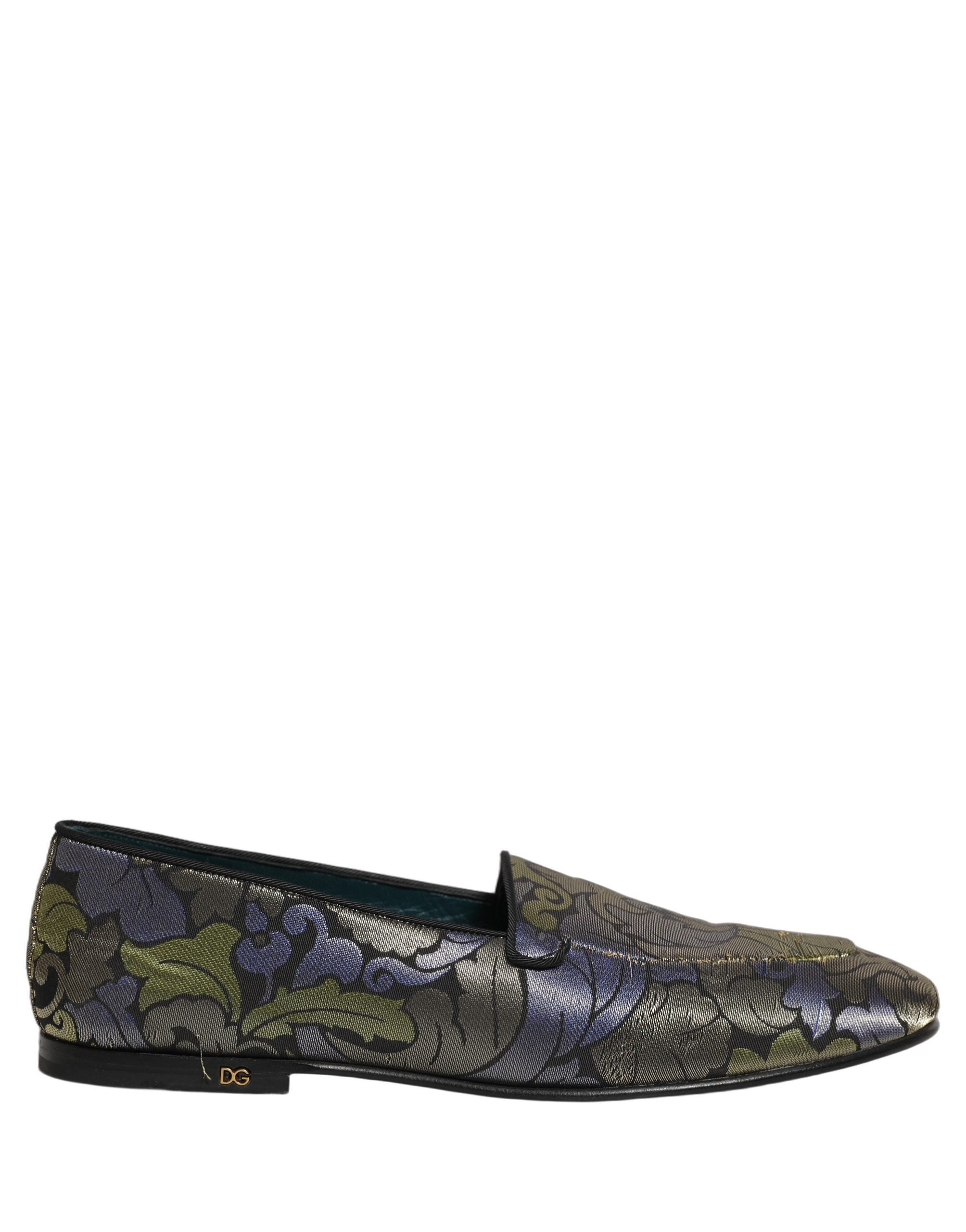 Dolce & Gabbana Mehrfarbige Herren-Loafer aus Jacquard mit Blumenmuster