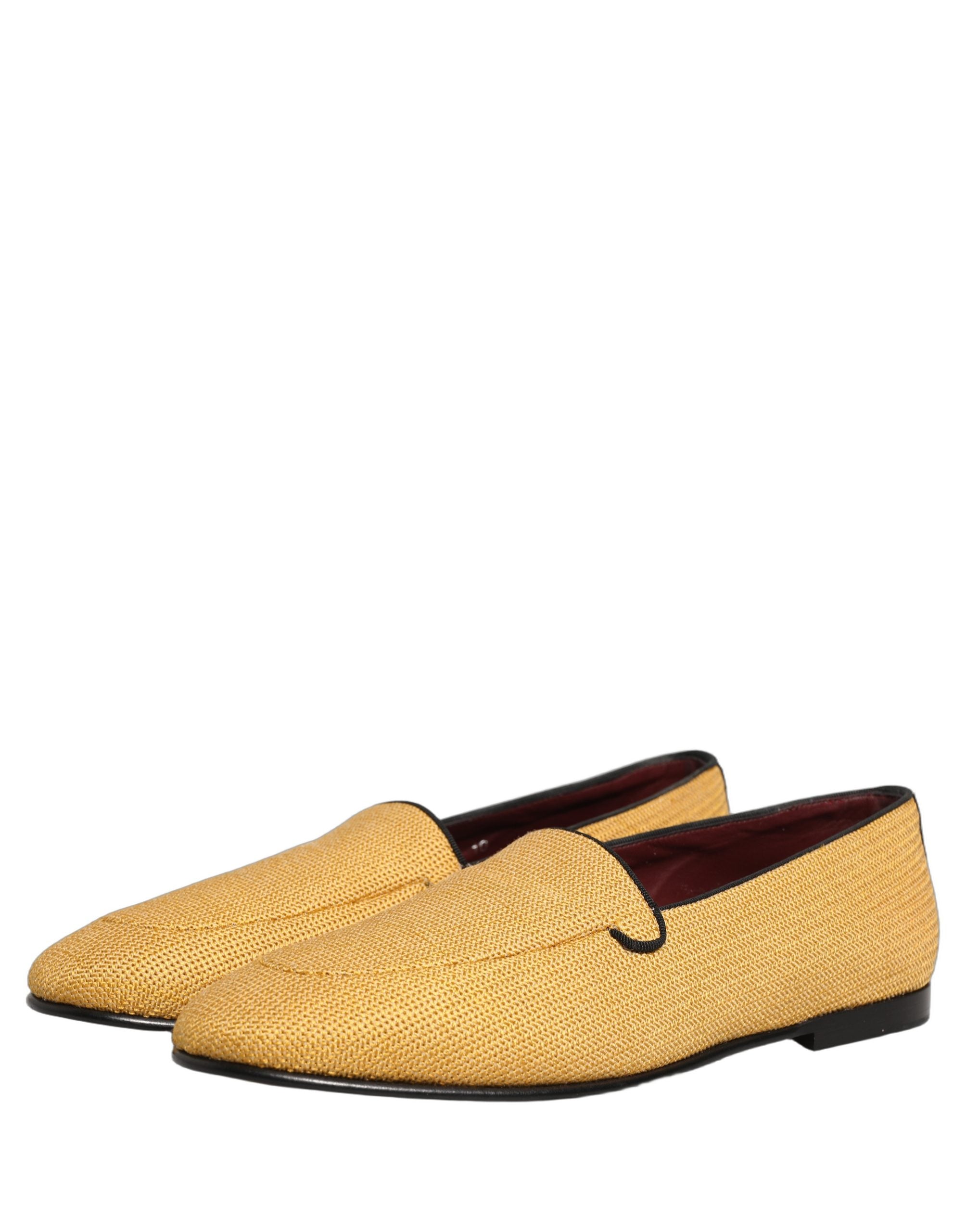 Dolce & Gabbana Gelbe Herren Loafer aus gewebtem Leder