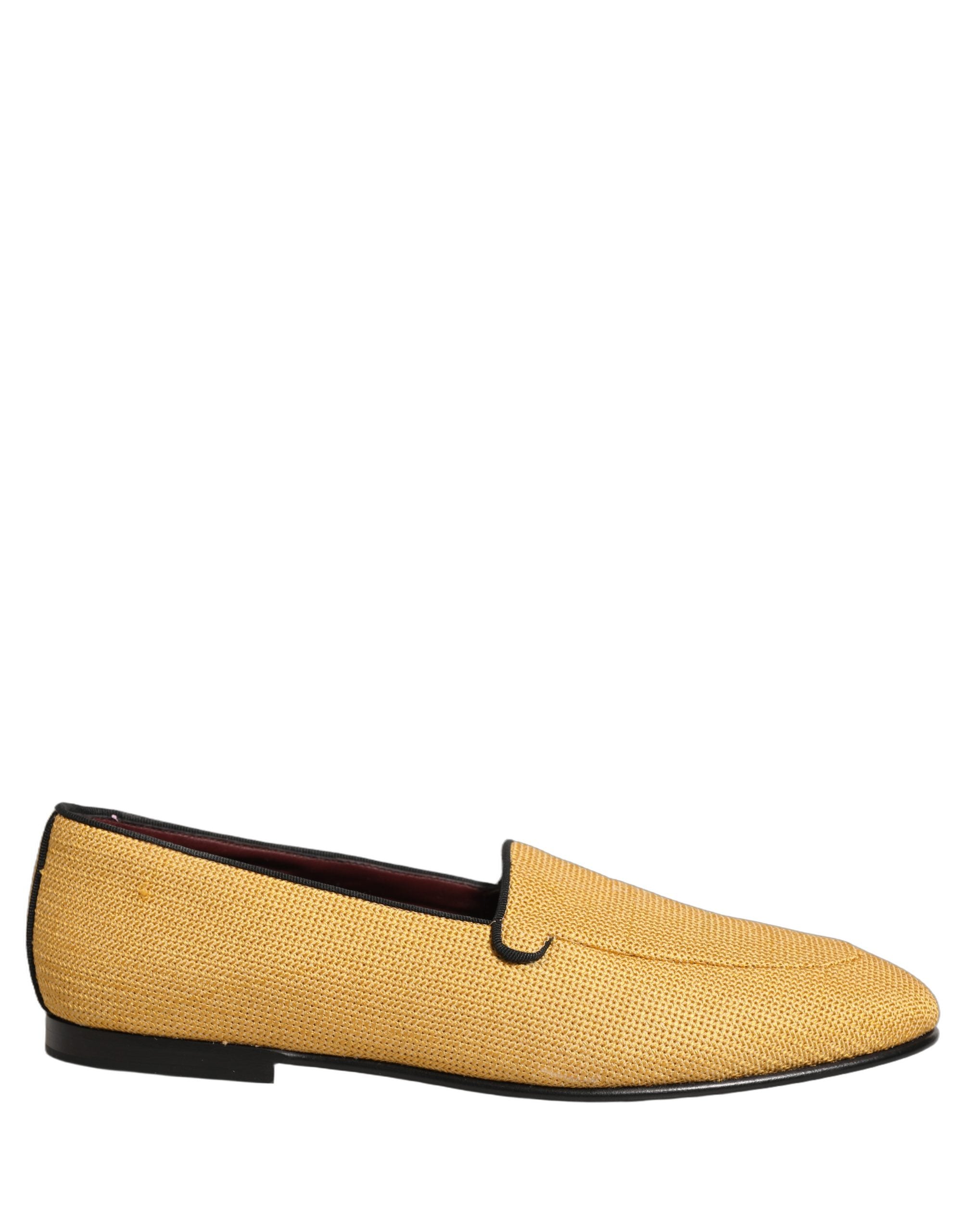 Dolce & Gabbana Gelbe Herren Loafer aus gewebtem Leder