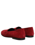 Dolce & Gabbana Rote Wildleder-Loafer mit Logo zum Hineinschlüpfen