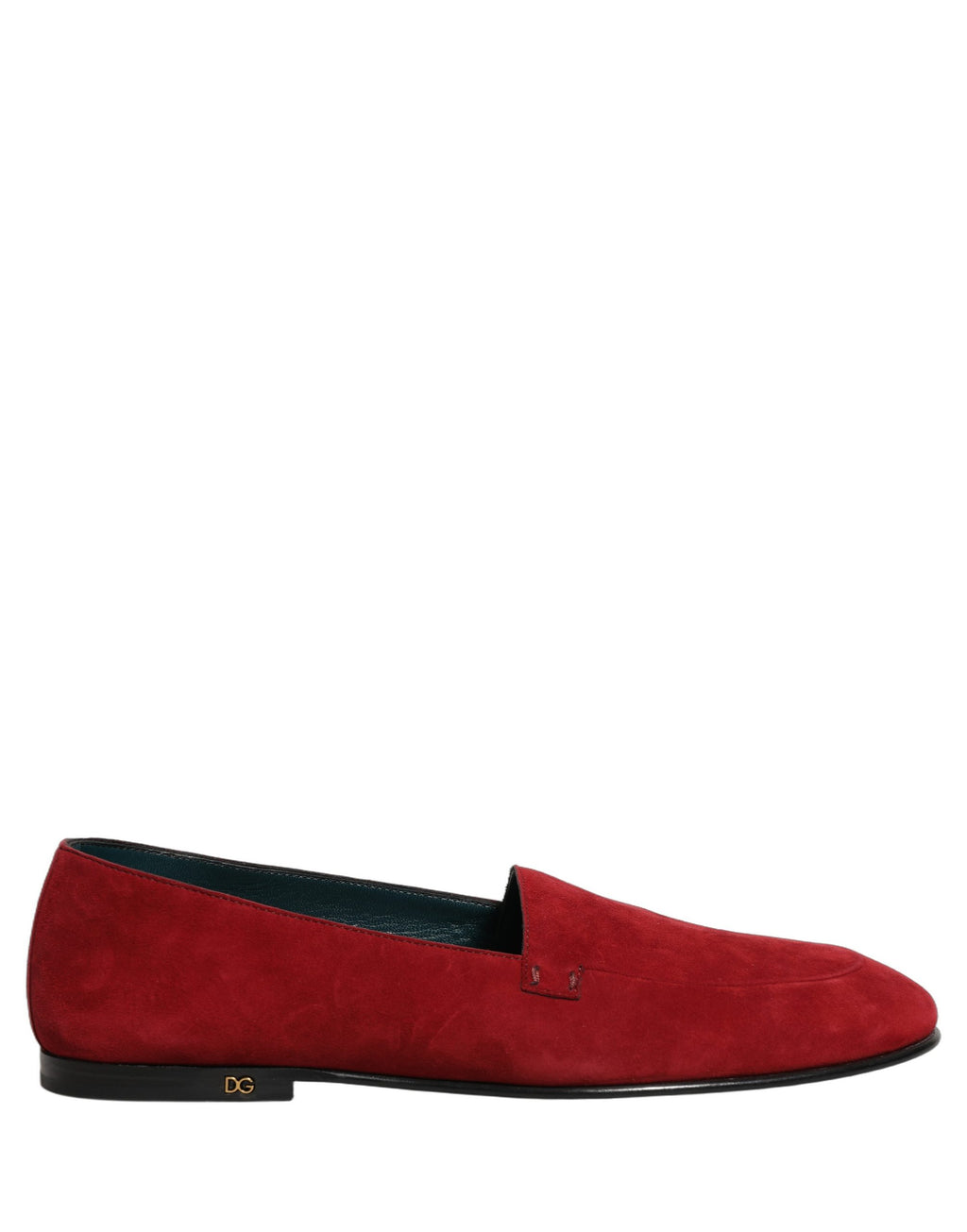 Dolce & Gabbana Rote Wildleder-Loafer mit Logo zum Hineinschlüpfen