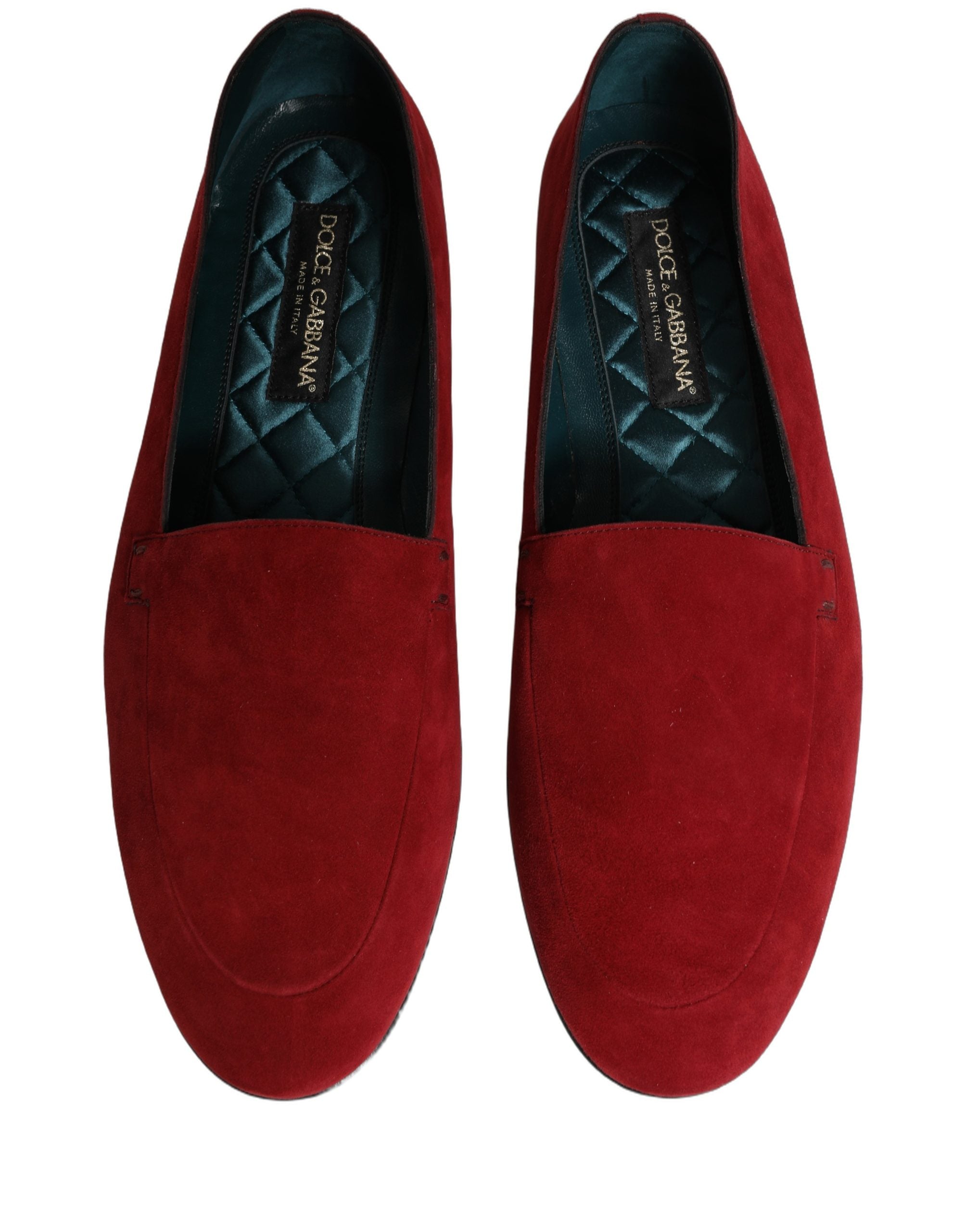 Dolce & Gabbana Rote Wildleder-Loafer mit Logo zum Hineinschlüpfen