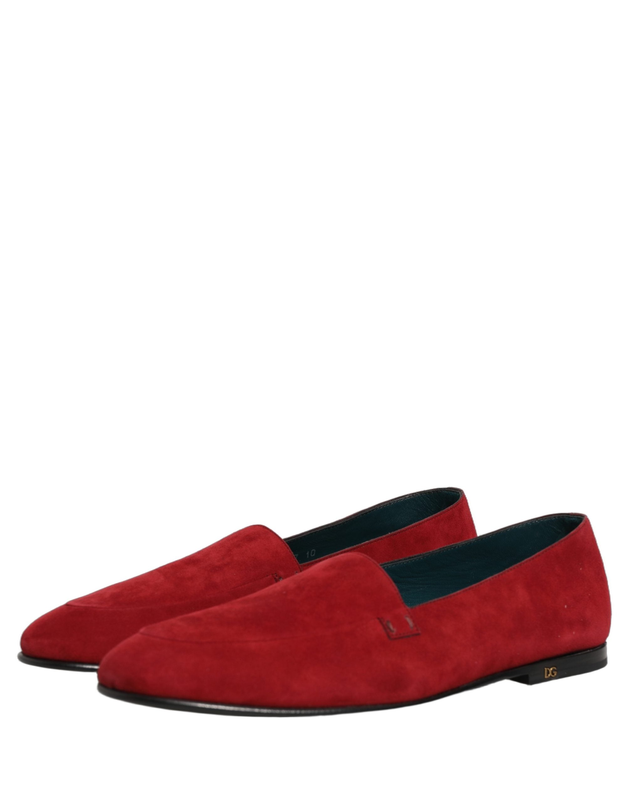 Dolce & Gabbana Rote Wildleder-Loafer mit Logo zum Hineinschlüpfen