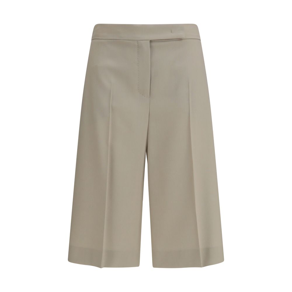 Max Mara Beige Wool Oves Aries Bermuda Shorts