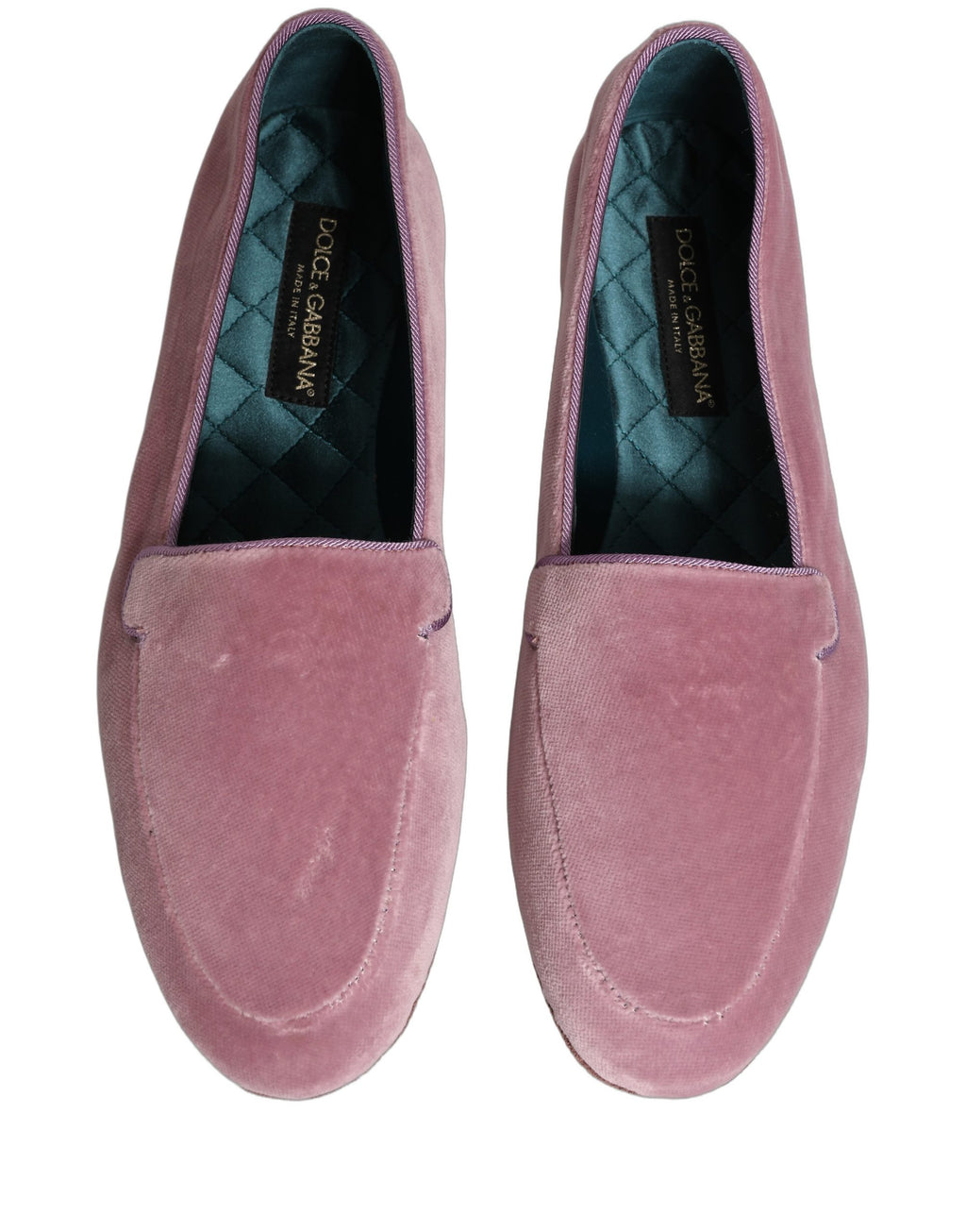 Dolce & Gabbana Pink Velvet Slip On Men Flats Loafers Shoes