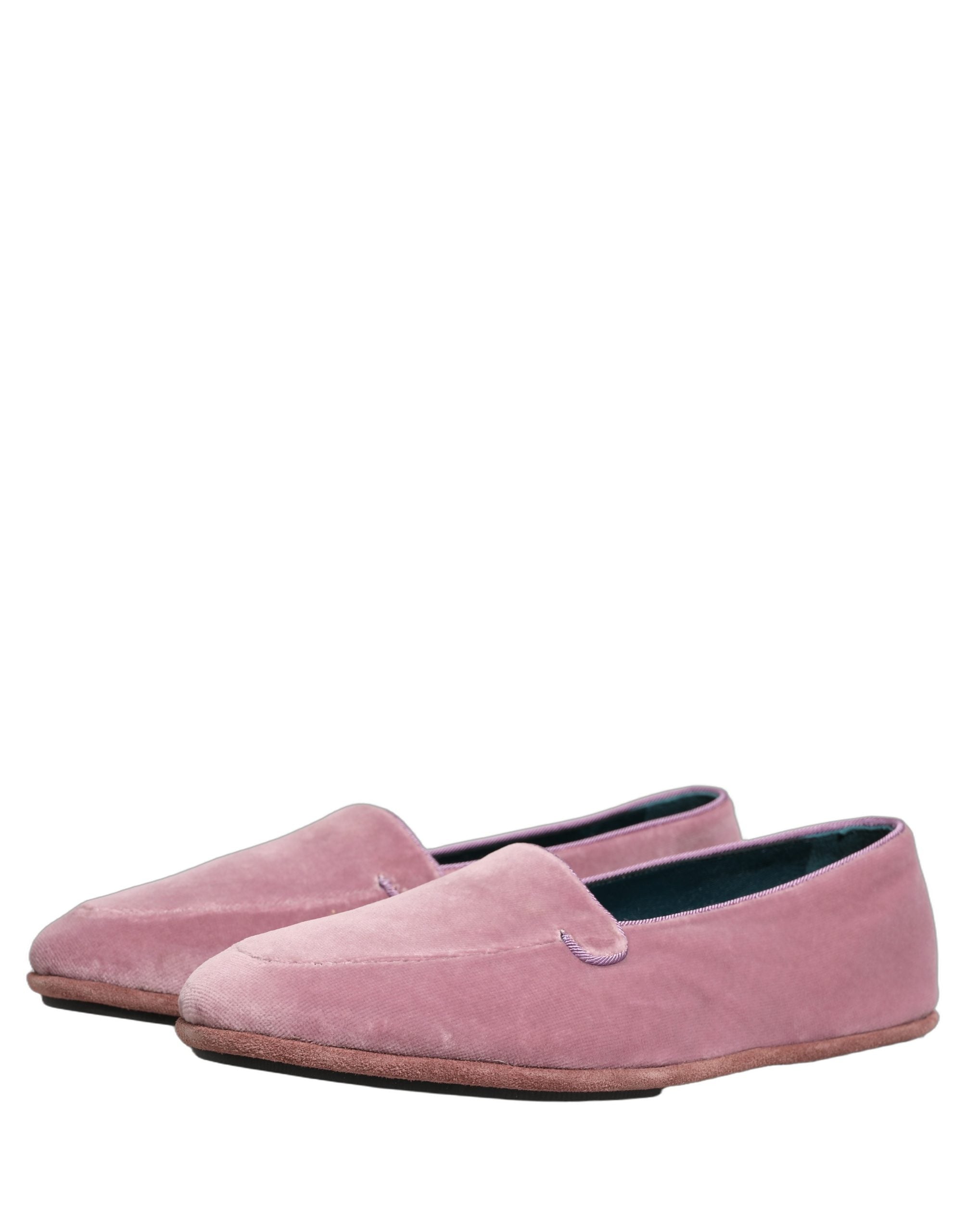 Dolce & Gabbana Pink Velvet Slip On Men Flats Loafers Shoes