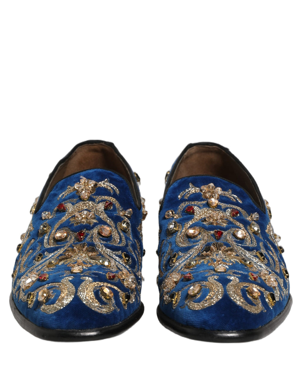 Dolce & Gabbana Blaue Samt-Loafer mit Verzierungen