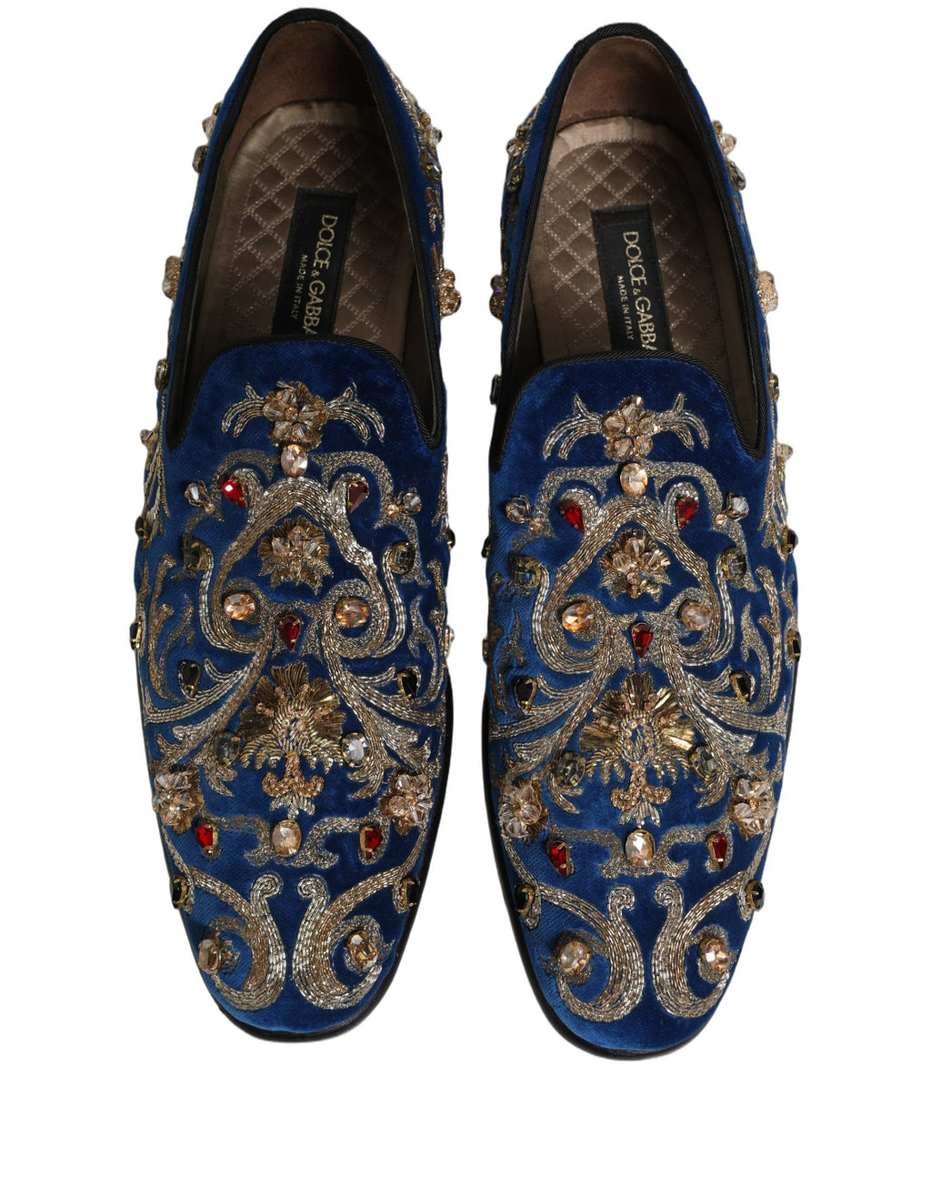 Dolce & Gabbana Blaue Samt-Loafer mit Verzierungen