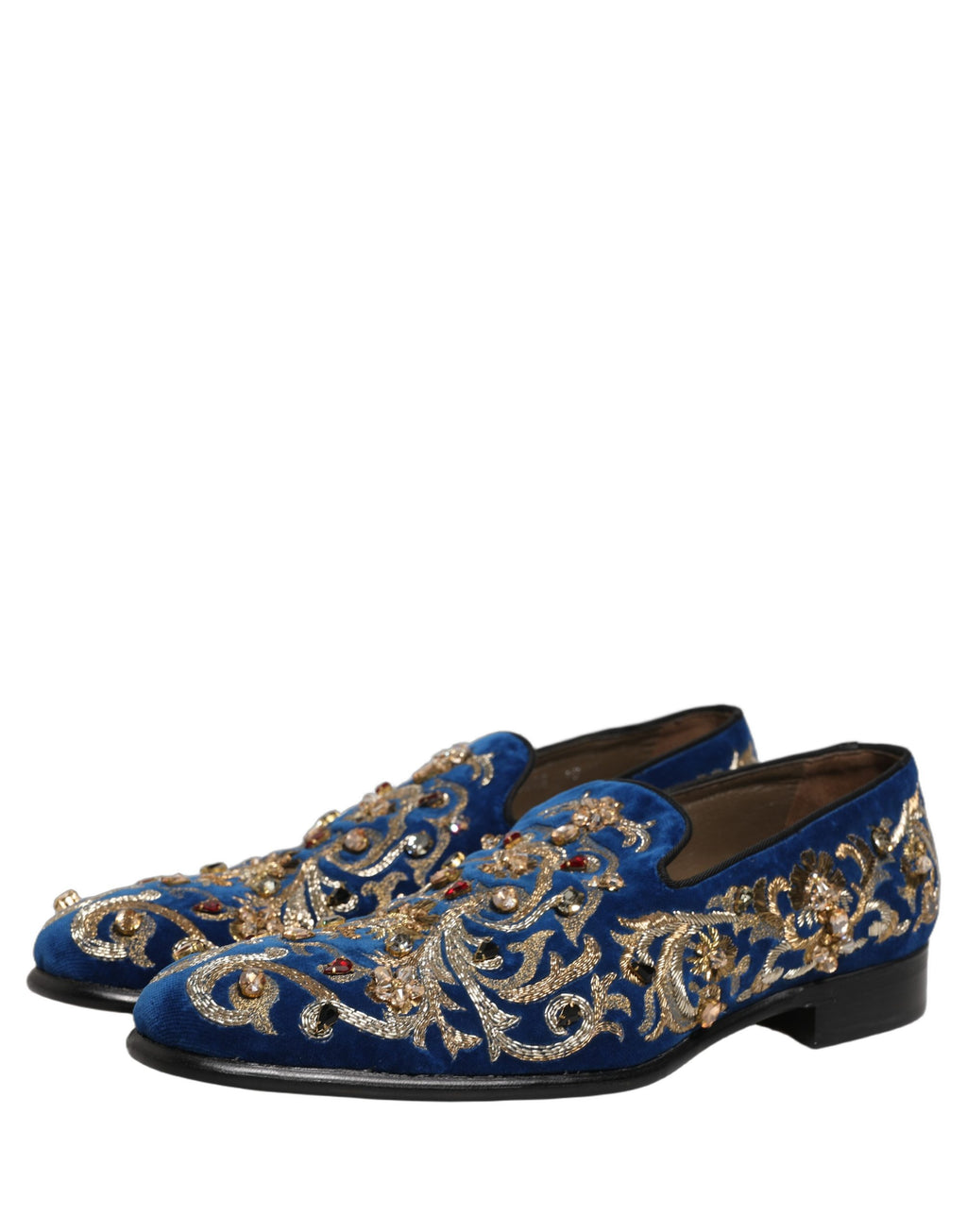 Dolce & Gabbana Blaue Samt-Loafer mit Verzierungen