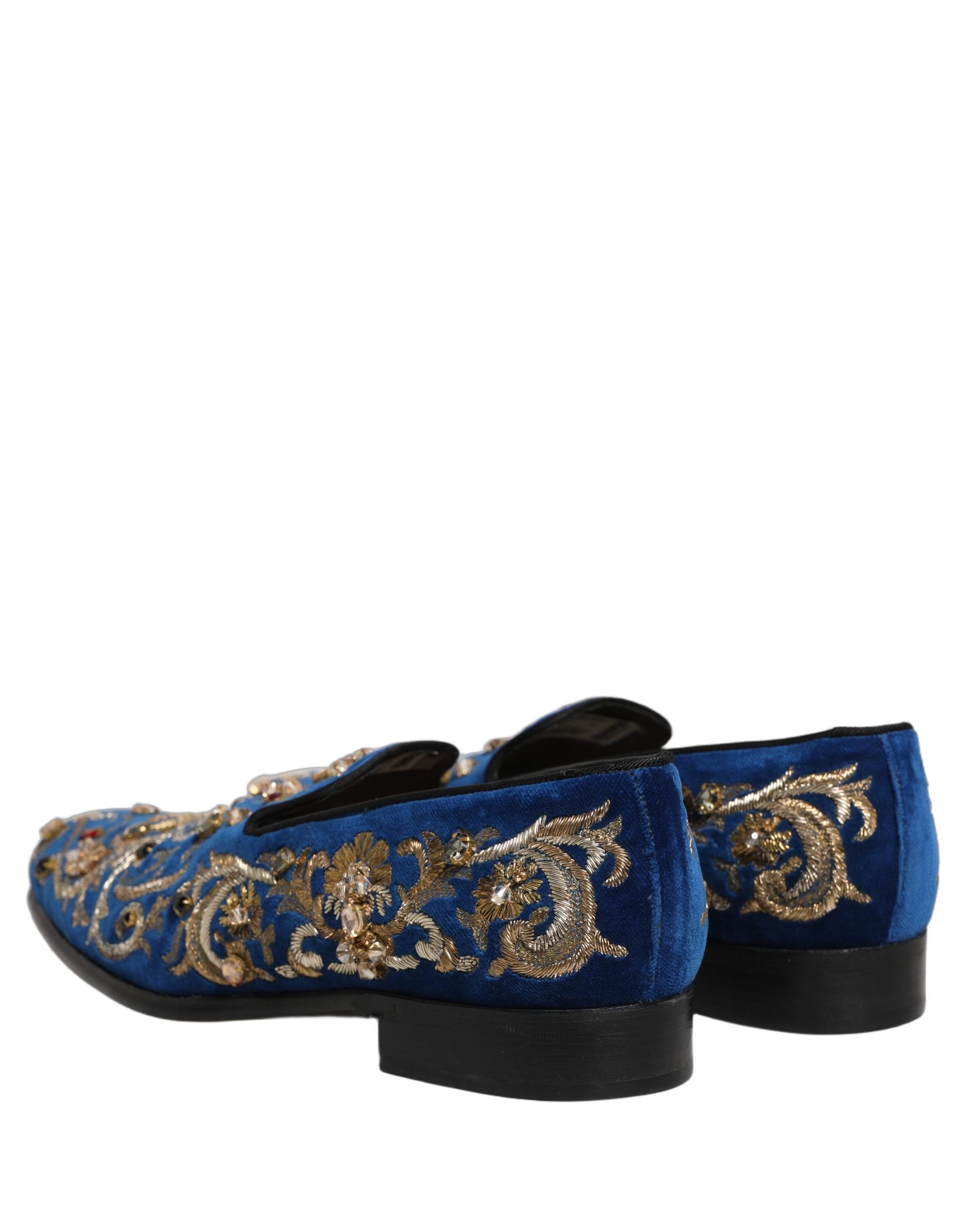 Dolce & Gabbana Blaue Samt-Loafer mit Verzierungen
