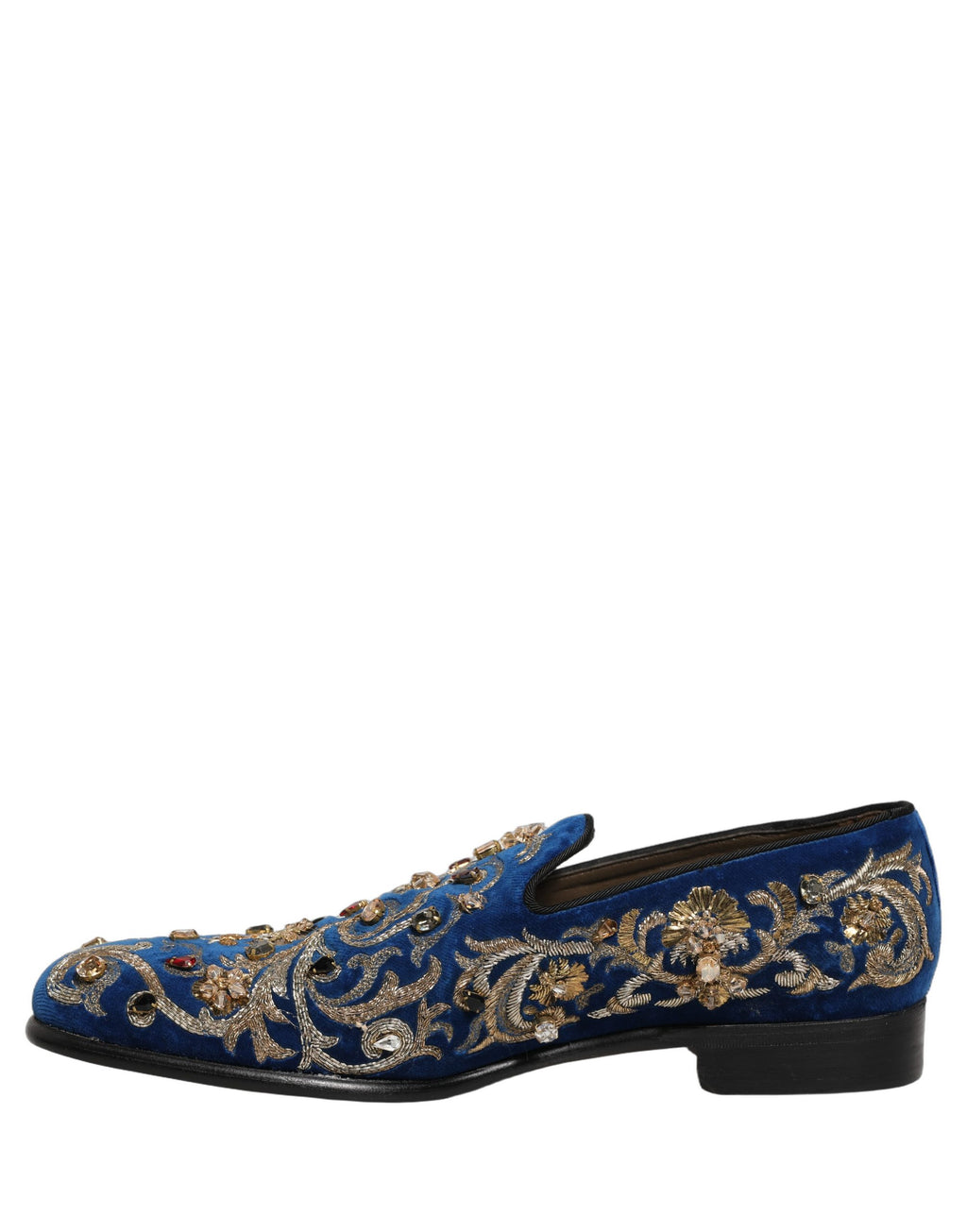 Dolce & Gabbana Blaue Samt-Loafer mit Verzierungen