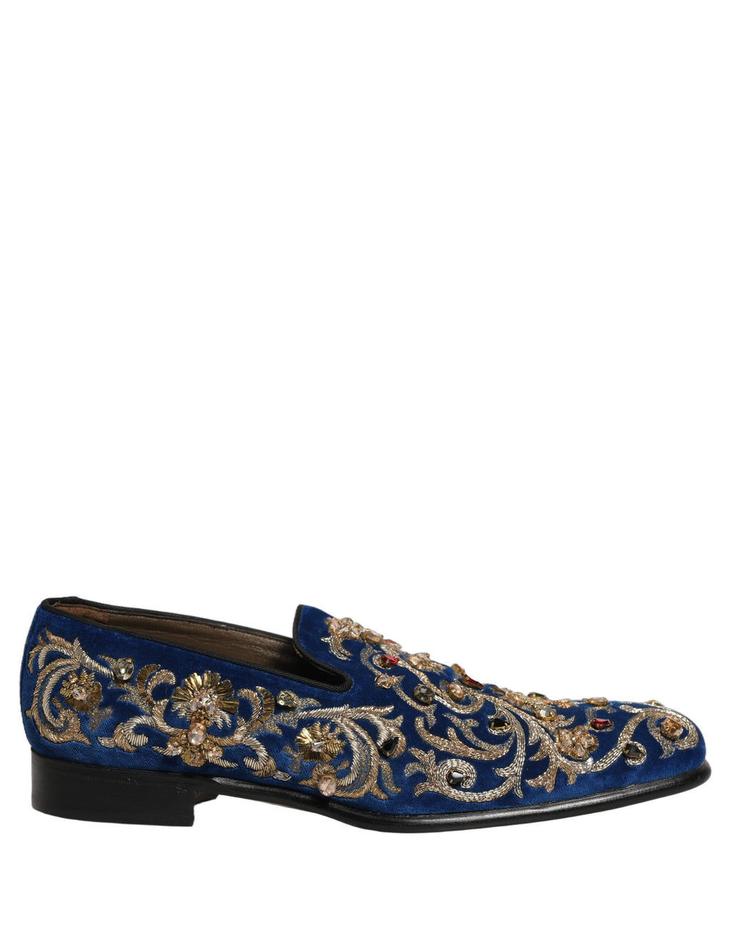 Dolce & Gabbana Blaue Samt-Loafer mit Verzierungen