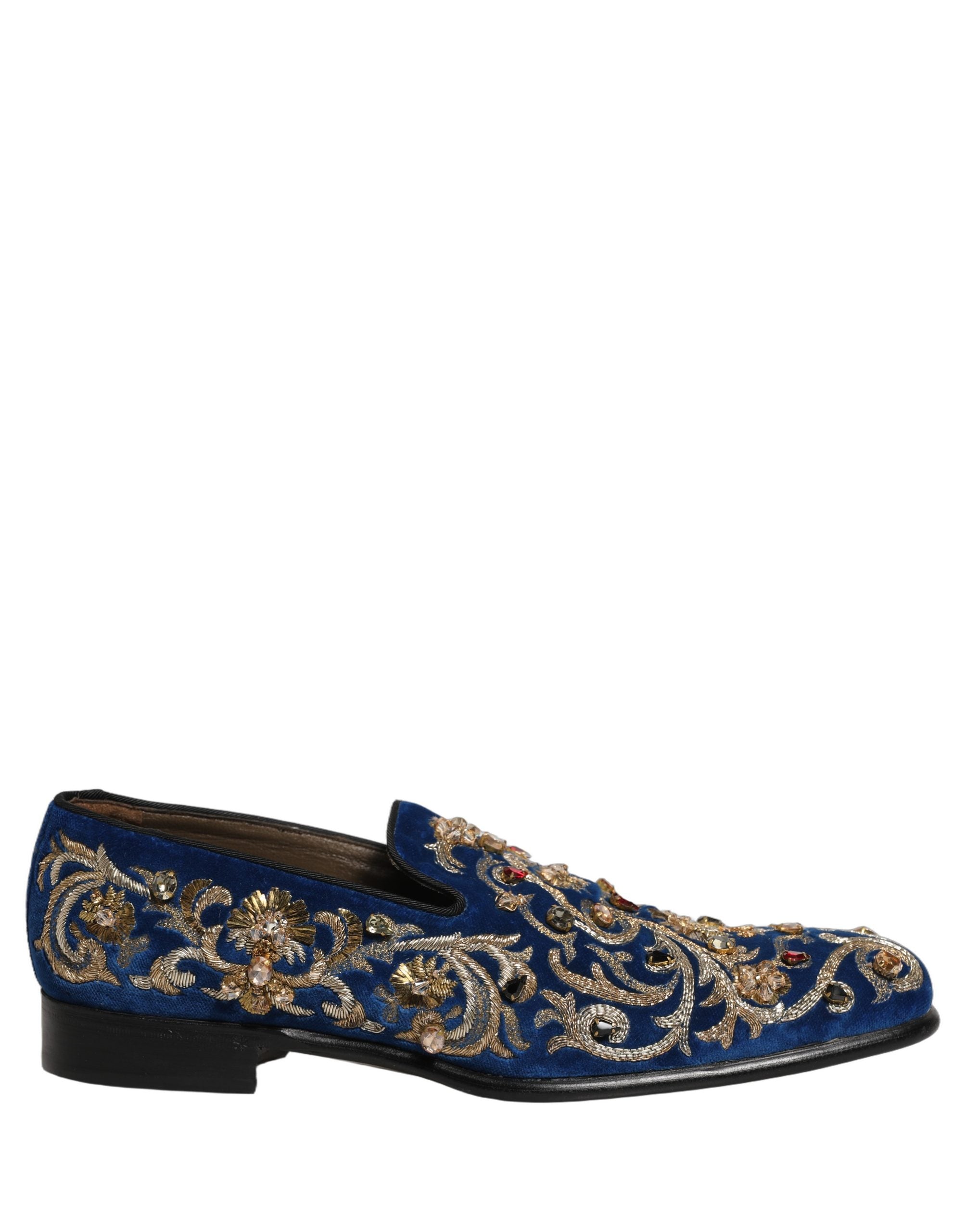 Dolce & Gabbana Blaue Samt-Loafer mit Verzierungen