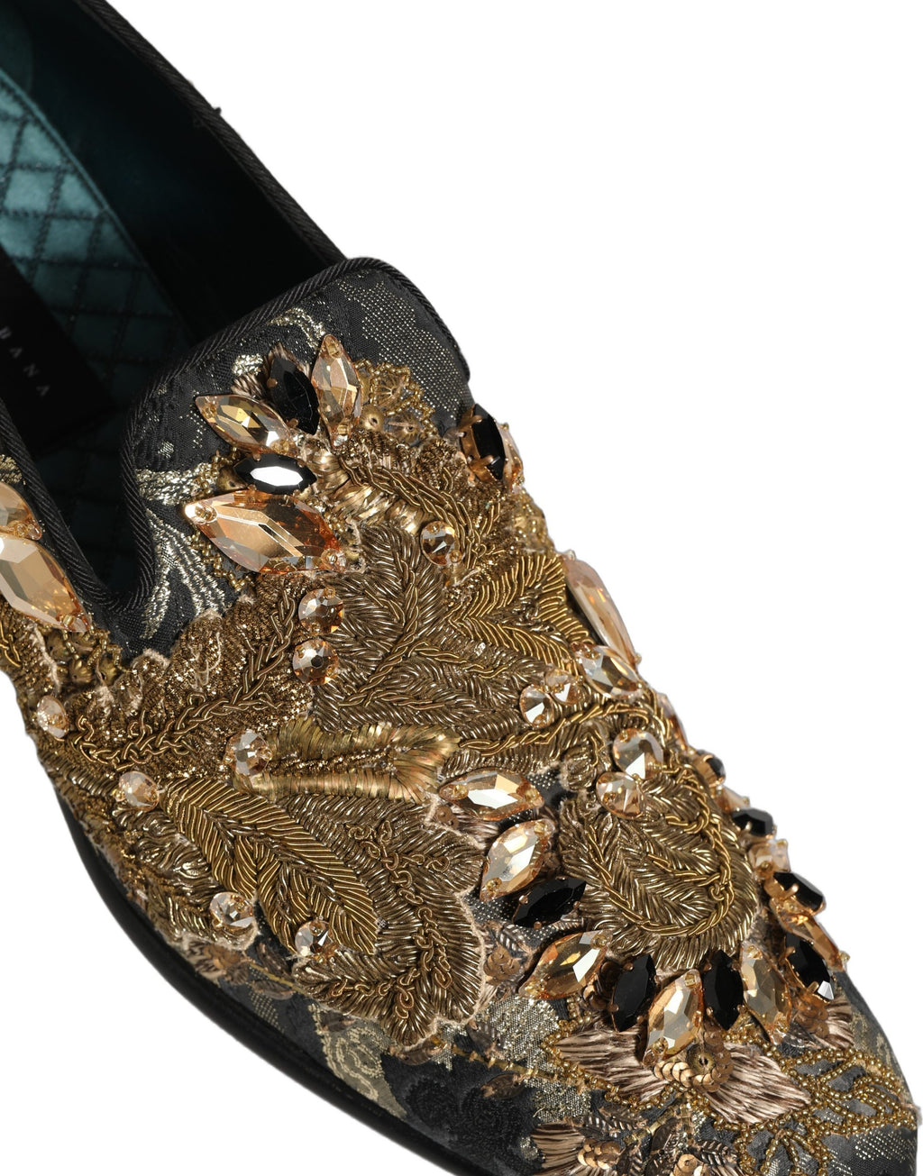 Dolce & Gabbana Schwarze Samt-Loafer mit Verzierungen