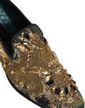 Dolce & Gabbana Schwarze Samt-Loafer mit Verzierungen