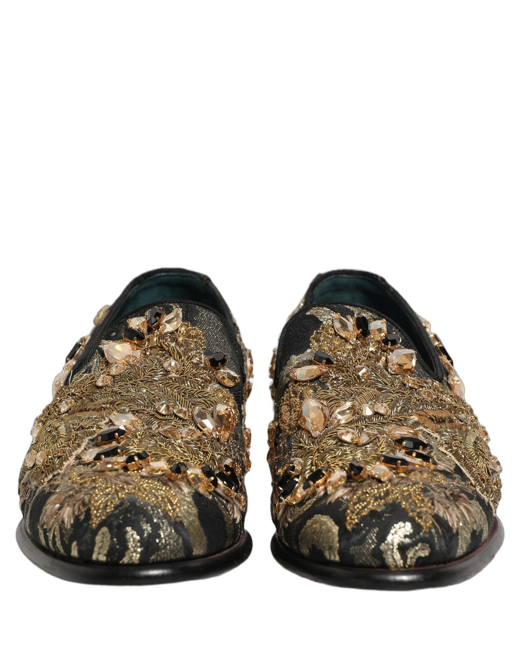 Dolce & Gabbana Schwarze Samt-Loafer mit Verzierungen