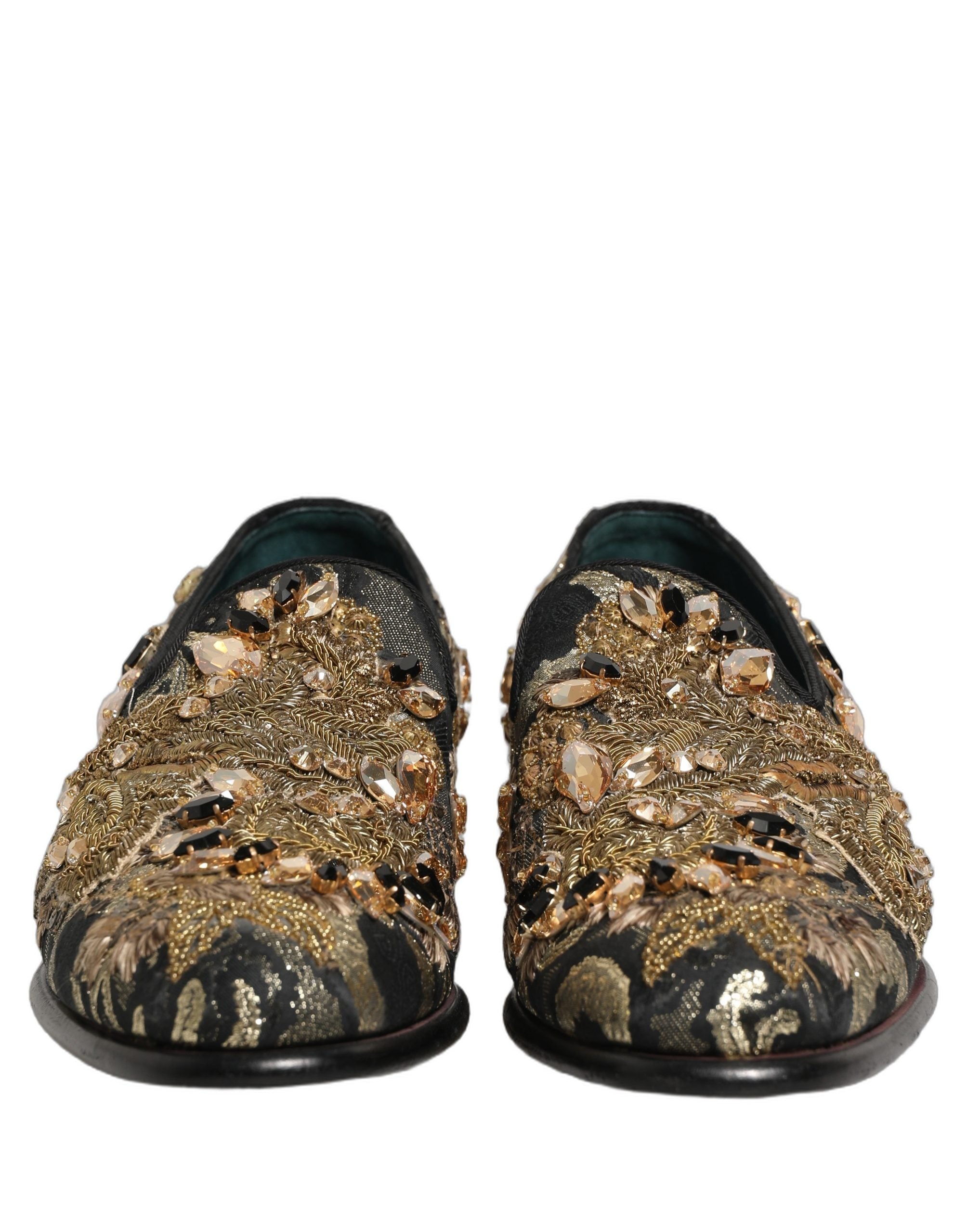 Dolce & Gabbana Schwarze Samt-Loafer mit Verzierungen