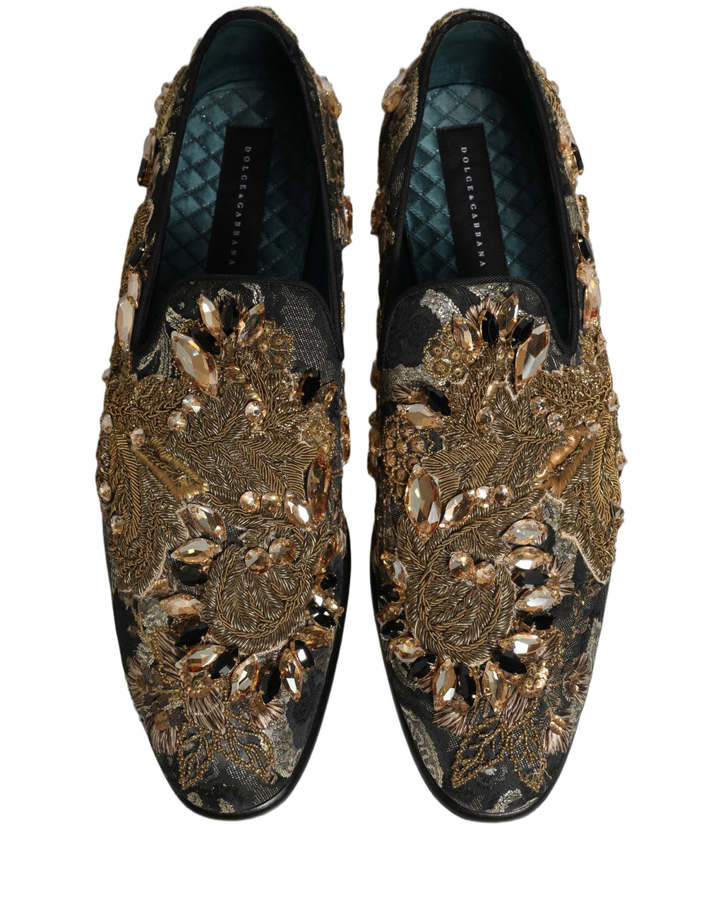 Dolce & Gabbana Schwarze Samt-Loafer mit Verzierungen