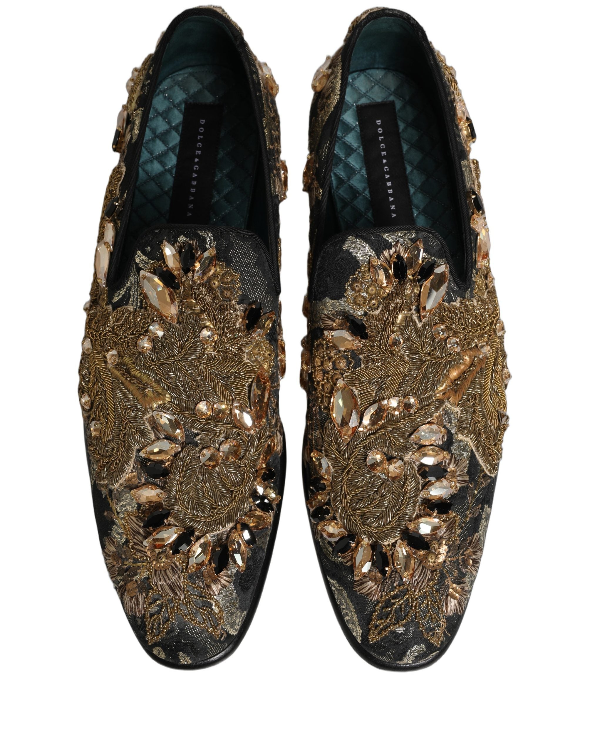 Dolce & Gabbana Schwarze Samt-Loafer mit Verzierungen