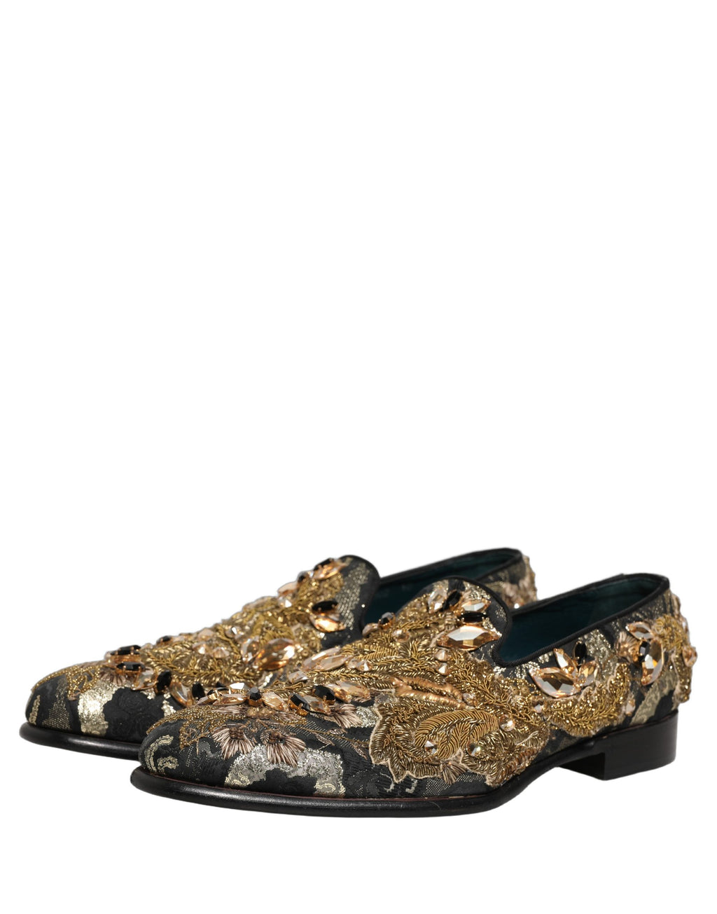 Dolce & Gabbana Schwarze Samt-Loafer mit Verzierungen