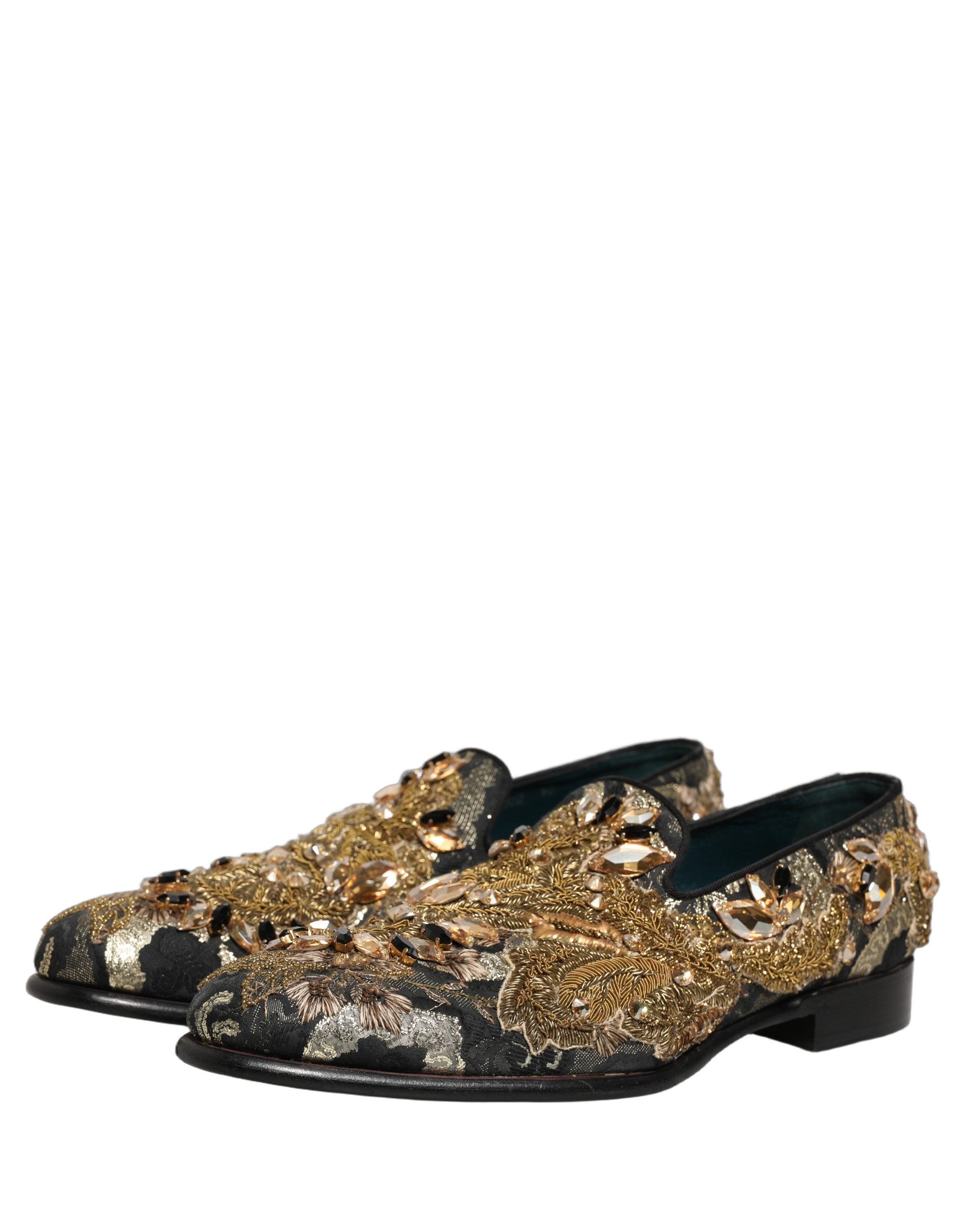 Dolce & Gabbana Schwarze Samt-Loafer mit Verzierungen