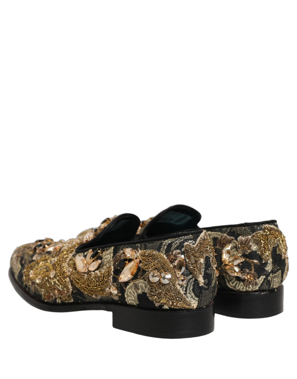 Dolce & Gabbana Schwarze Samt-Loafer mit Verzierungen